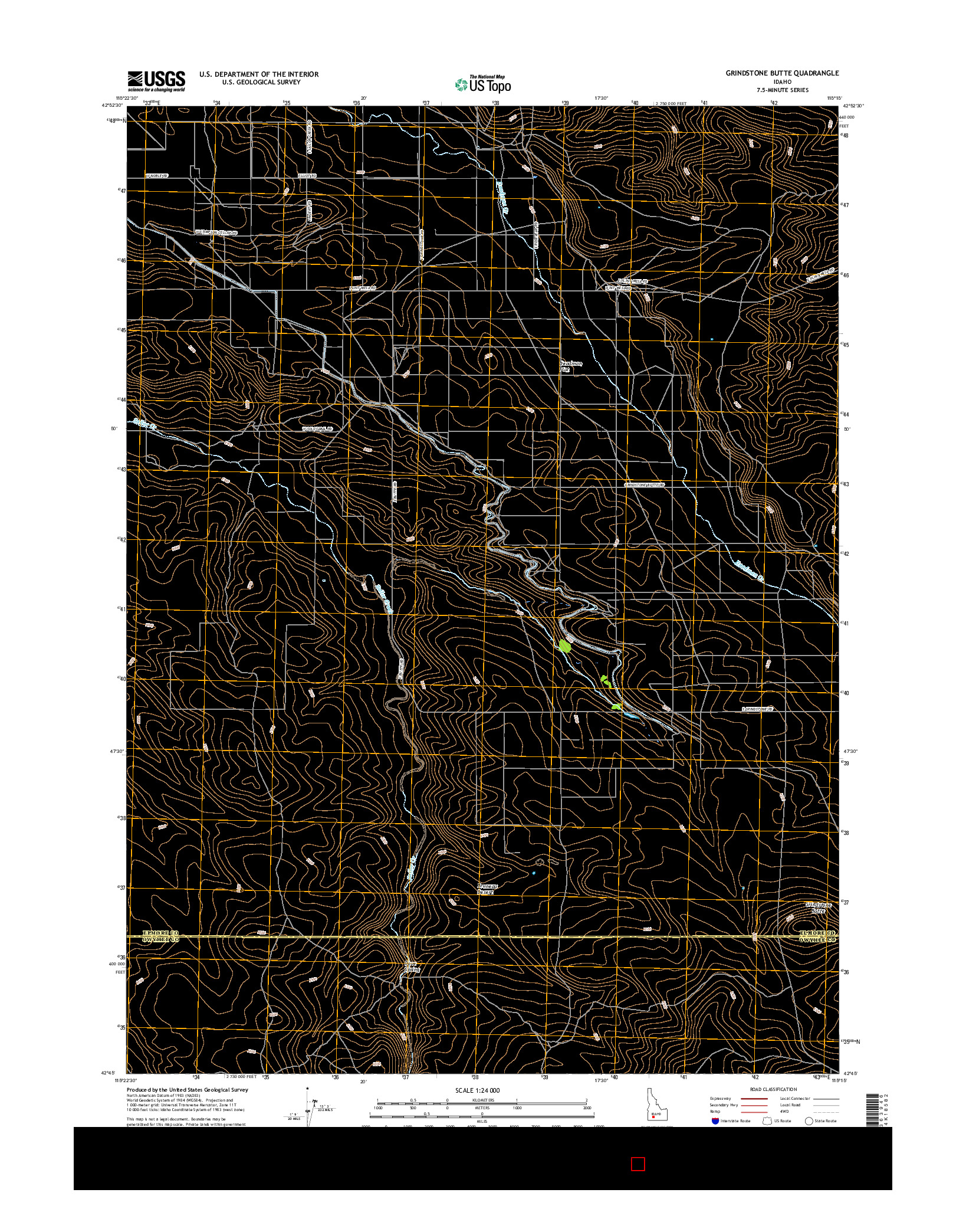 USGS US TOPO 7.5-MINUTE MAP FOR GRINDSTONE BUTTE, ID 2017