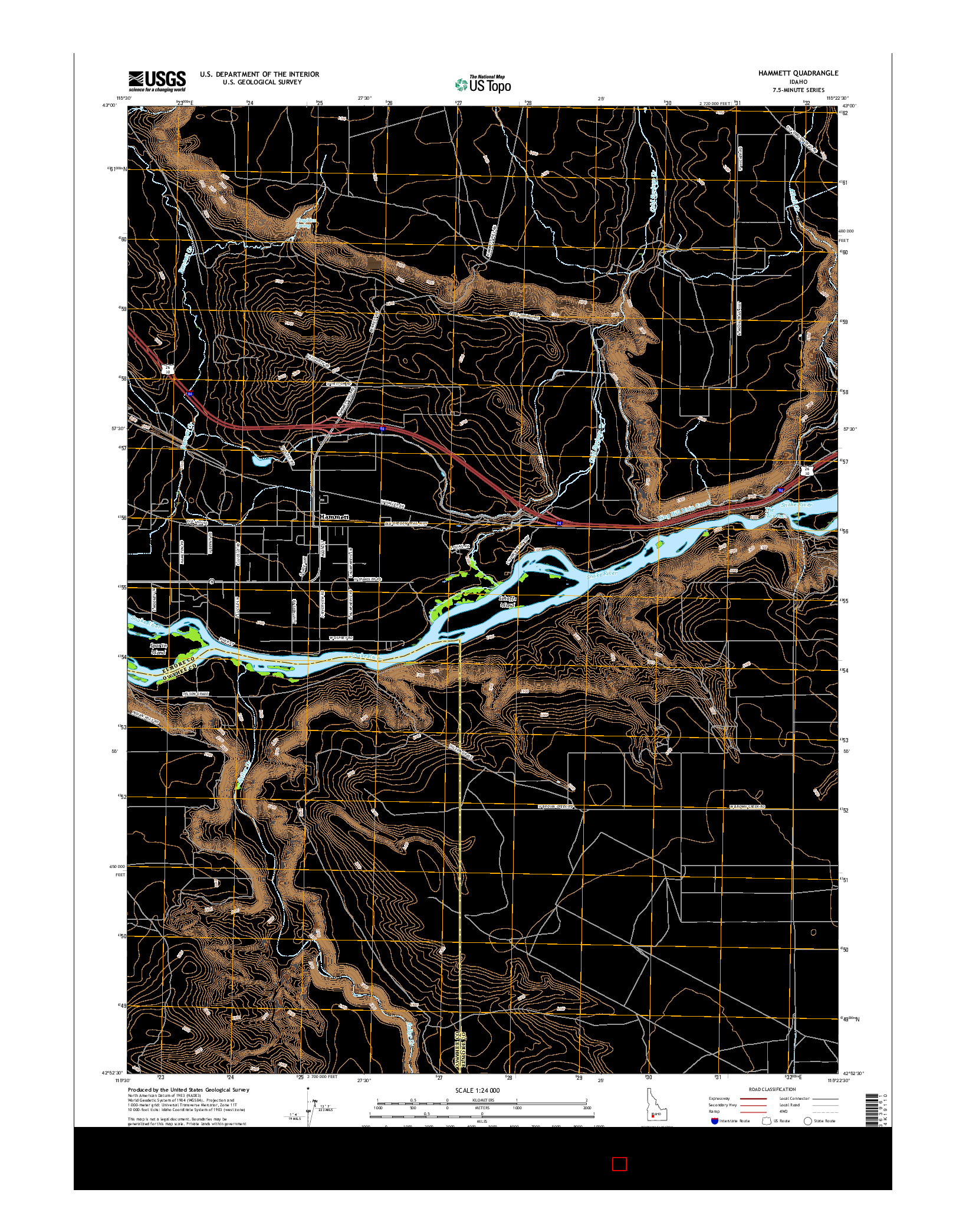 USGS US TOPO 7.5-MINUTE MAP FOR HAMMETT, ID 2017