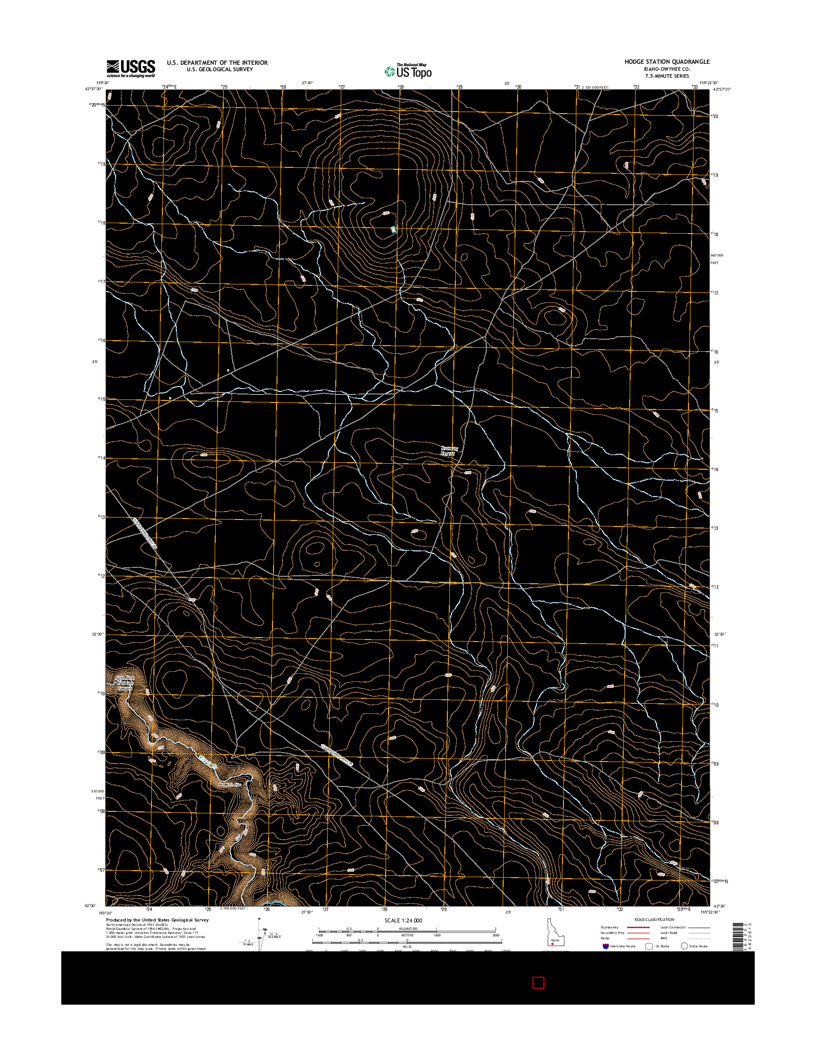 USGS US TOPO 7.5-MINUTE MAP FOR HODGE STATION, ID 2017