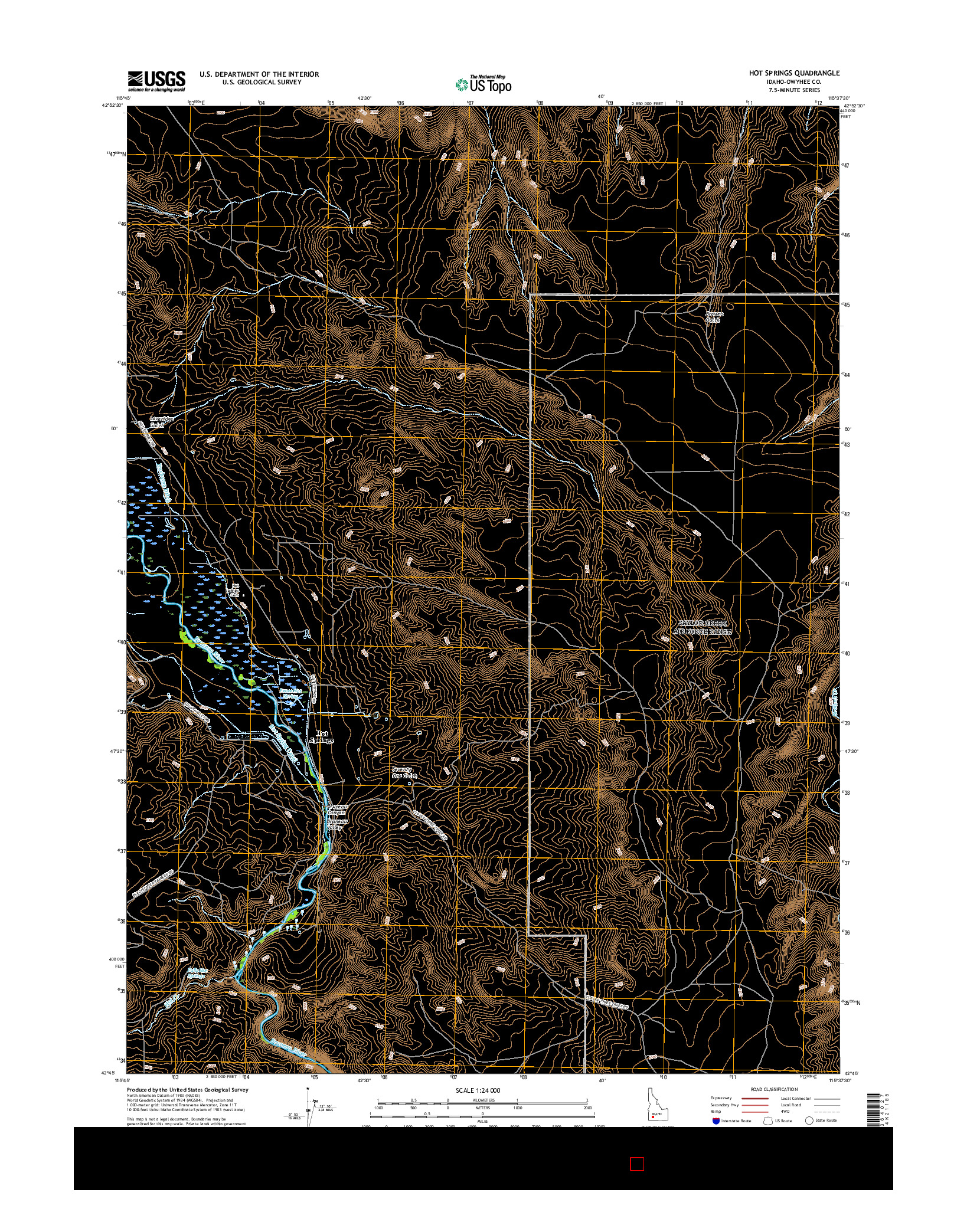 USGS US TOPO 7.5-MINUTE MAP FOR HOT SPRINGS, ID 2017