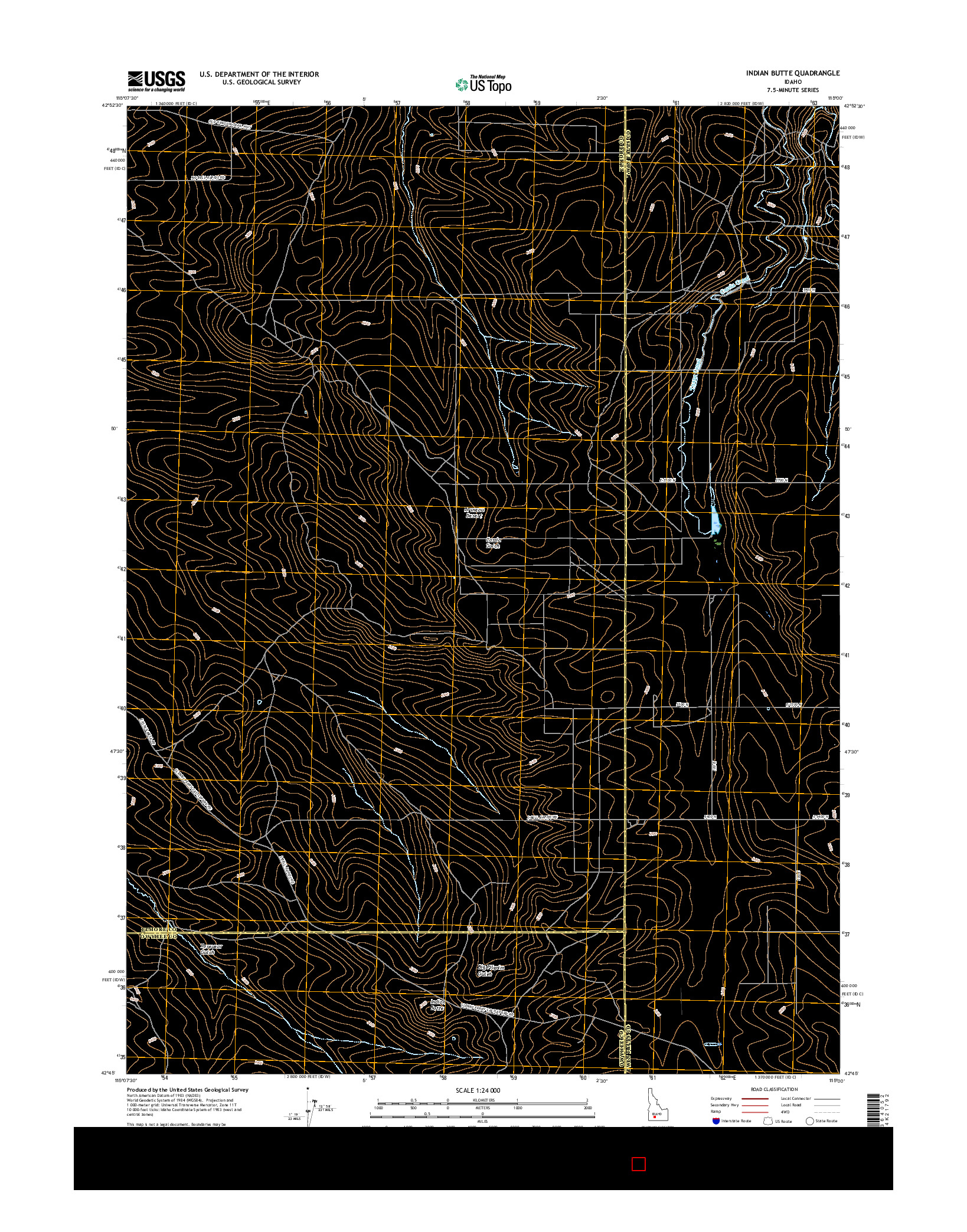 USGS US TOPO 7.5-MINUTE MAP FOR INDIAN BUTTE, ID 2017