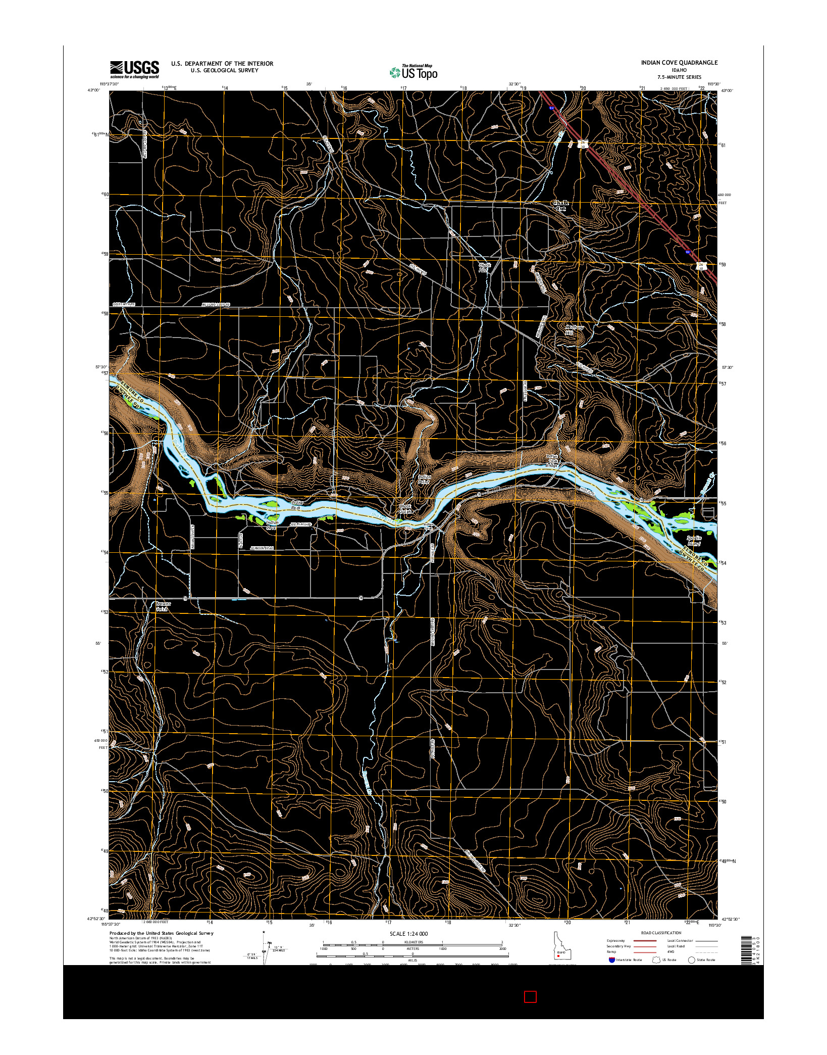 USGS US TOPO 7.5-MINUTE MAP FOR INDIAN COVE, ID 2017