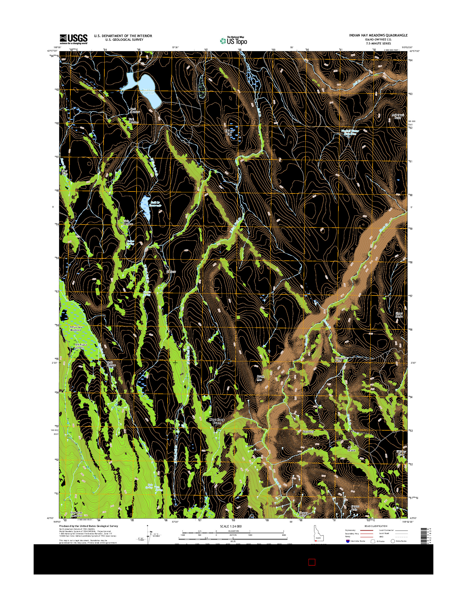 USGS US TOPO 7.5-MINUTE MAP FOR INDIAN HAY MEADOWS, ID 2017