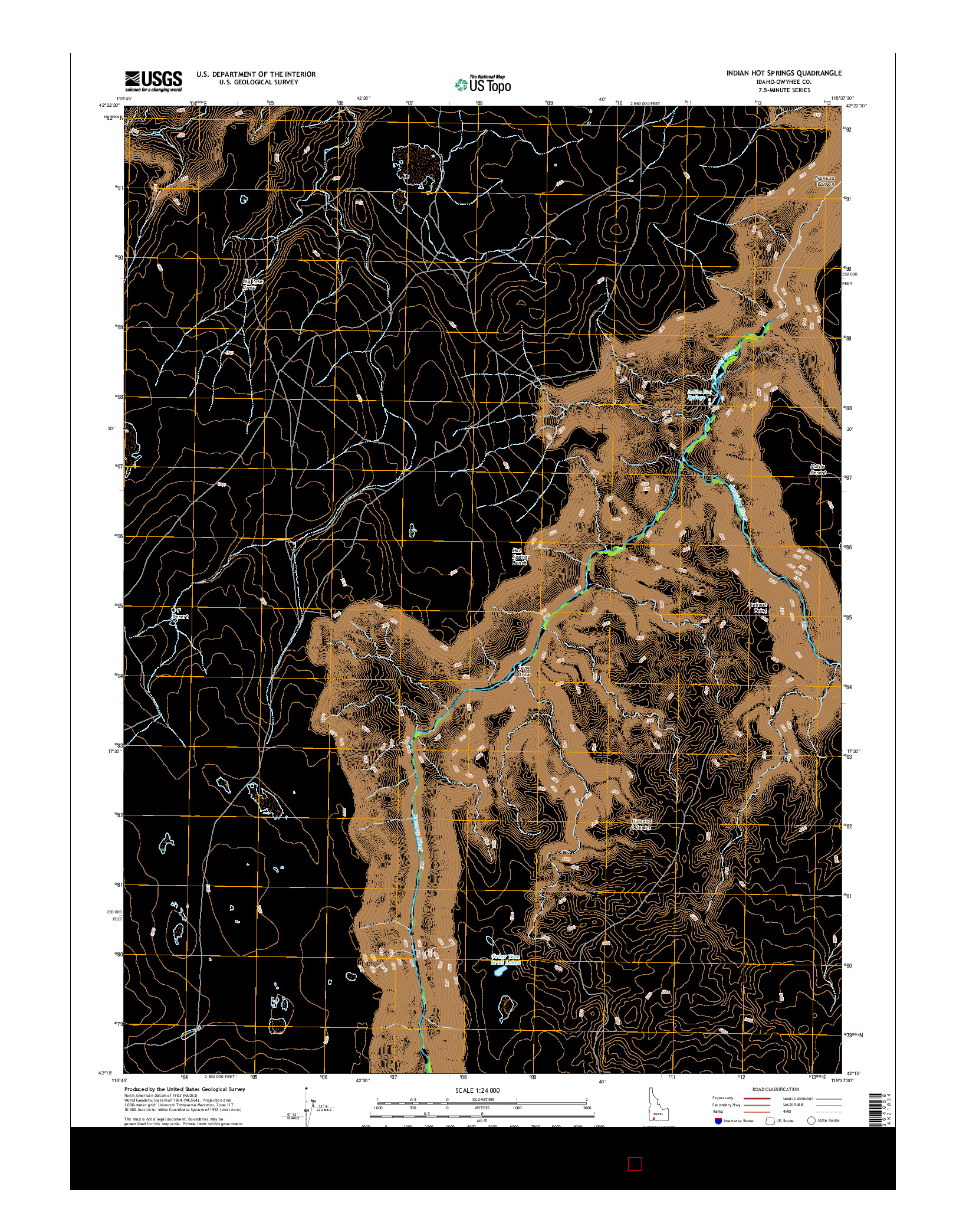 USGS US TOPO 7.5-MINUTE MAP FOR INDIAN HOT SPRINGS, ID 2017