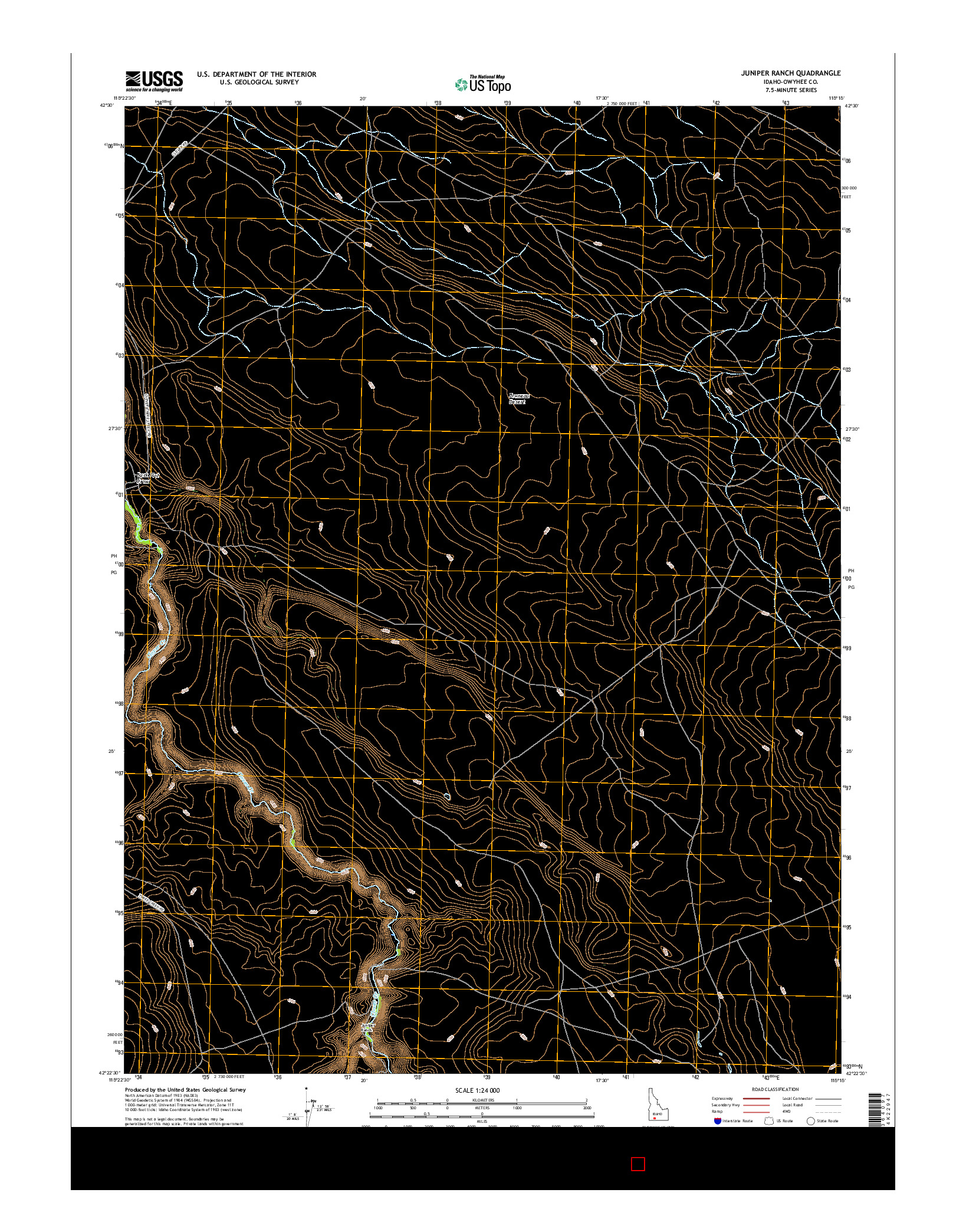 USGS US TOPO 7.5-MINUTE MAP FOR JUNIPER RANCH, ID 2017