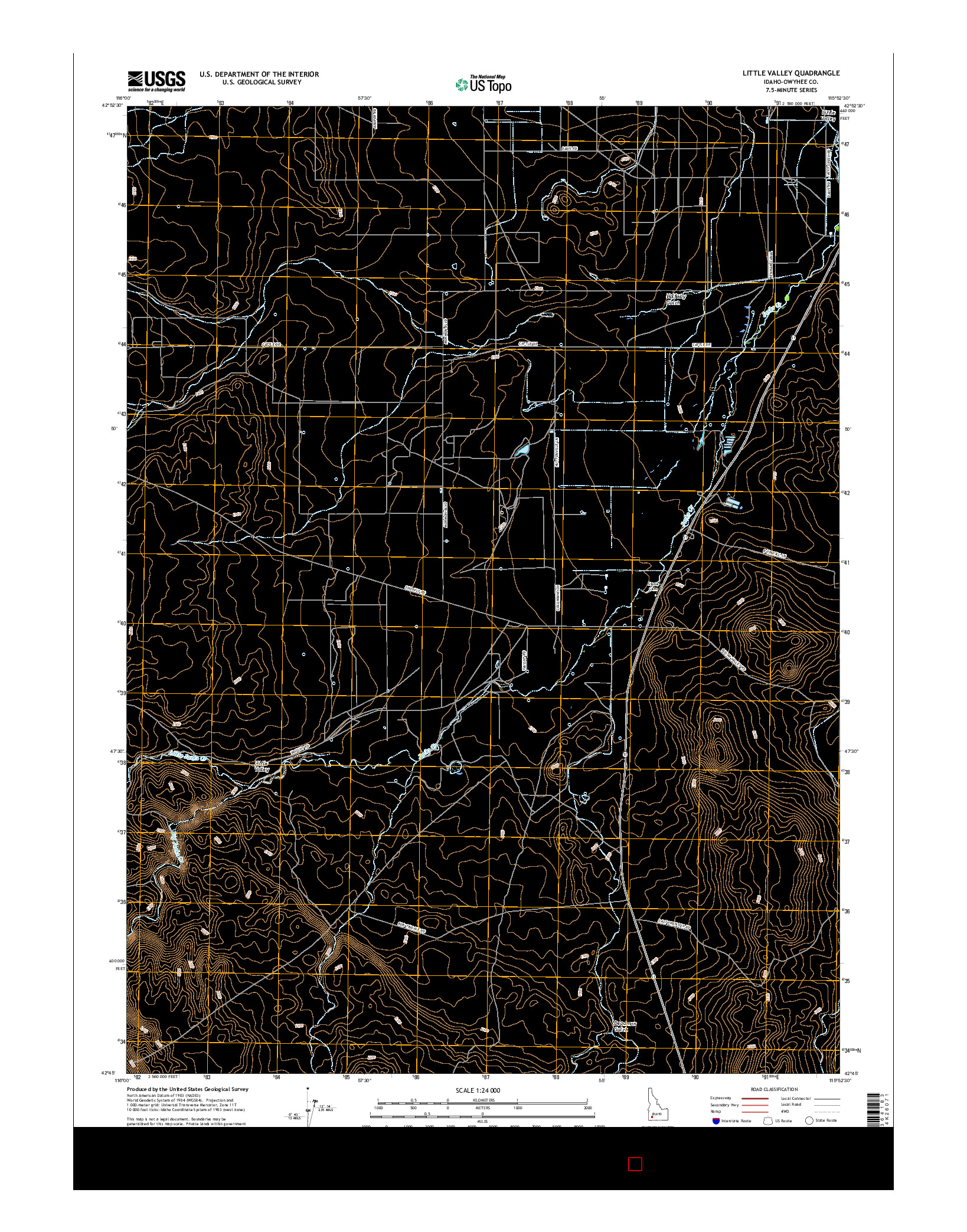 USGS US TOPO 7.5-MINUTE MAP FOR LITTLE VALLEY, ID 2017