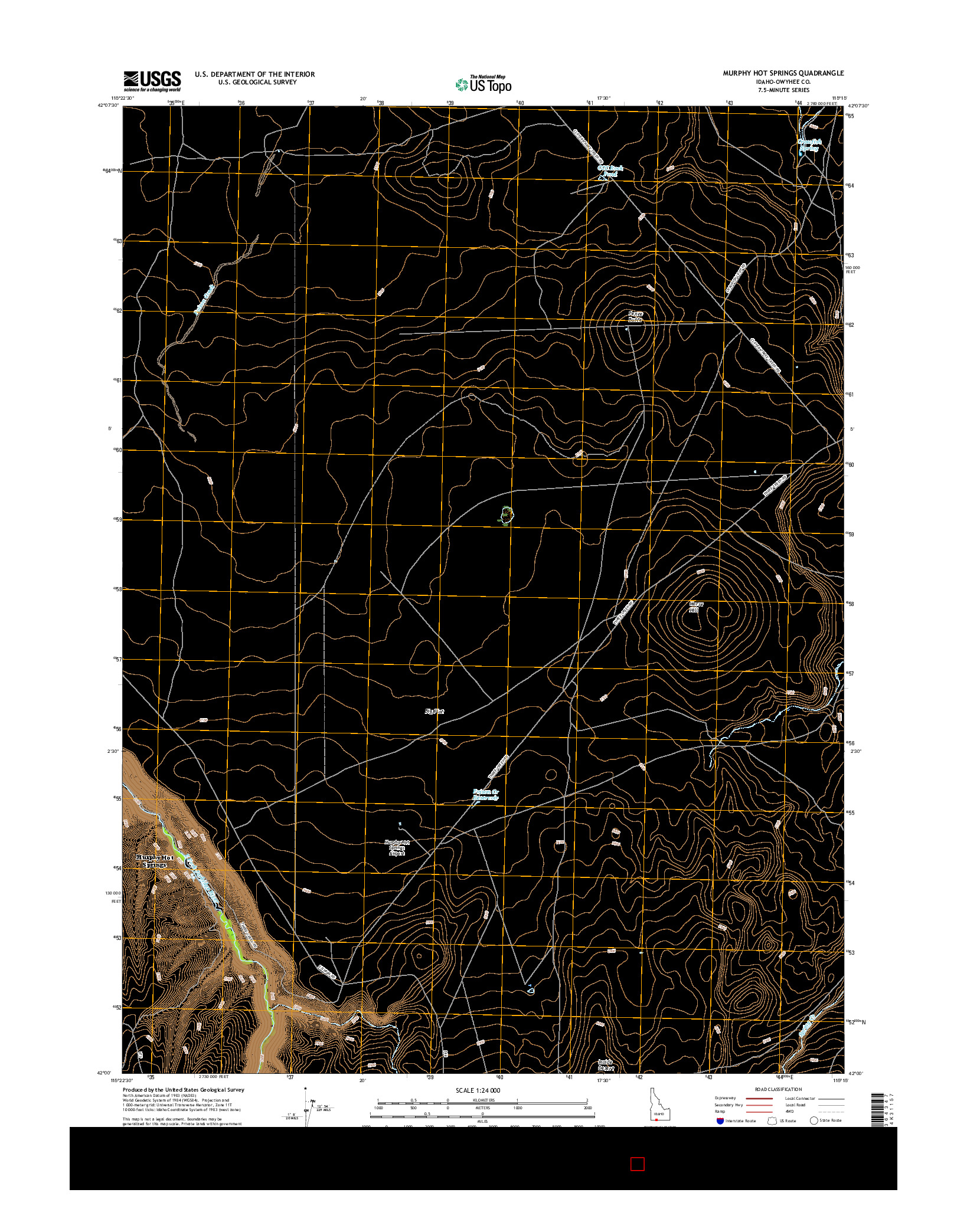 USGS US TOPO 7.5-MINUTE MAP FOR MURPHY HOT SPRINGS, ID 2017