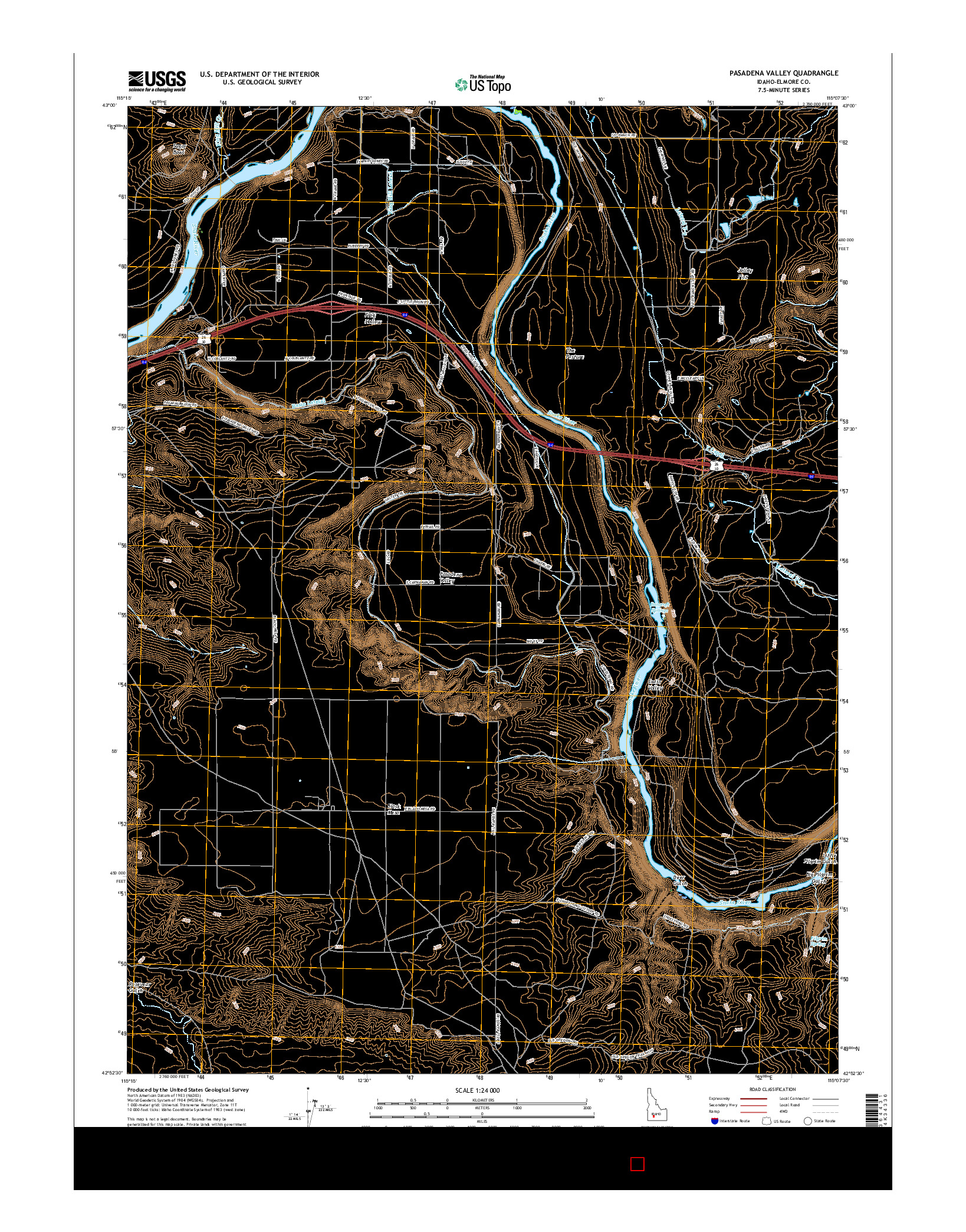 USGS US TOPO 7.5-MINUTE MAP FOR PASADENA VALLEY, ID 2017