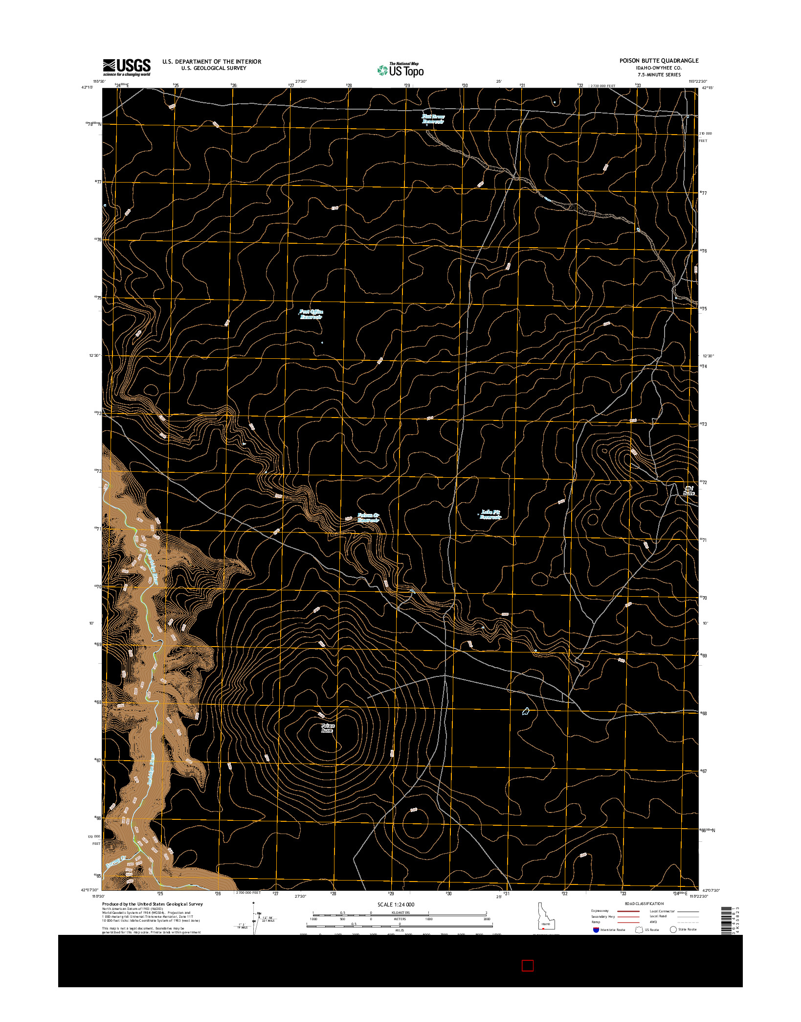 USGS US TOPO 7.5-MINUTE MAP FOR POISON BUTTE, ID 2017