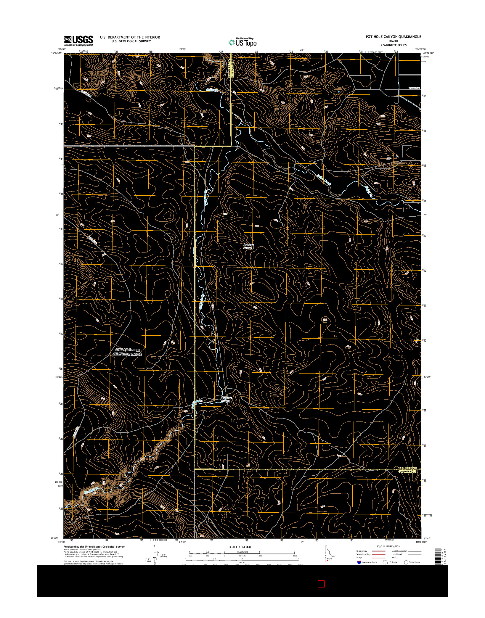 USGS US TOPO 7.5-MINUTE MAP FOR POT HOLE CANYON, ID 2017