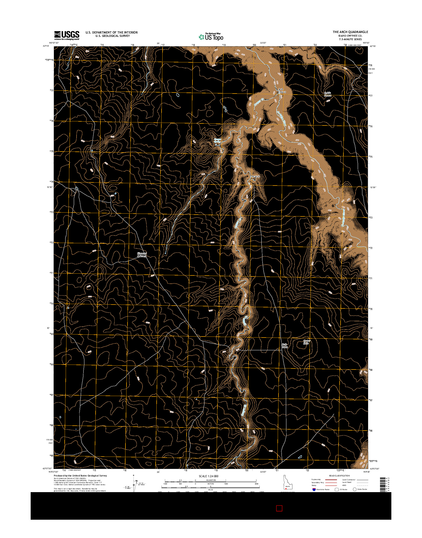 USGS US TOPO 7.5-MINUTE MAP FOR THE ARCH, ID 2017