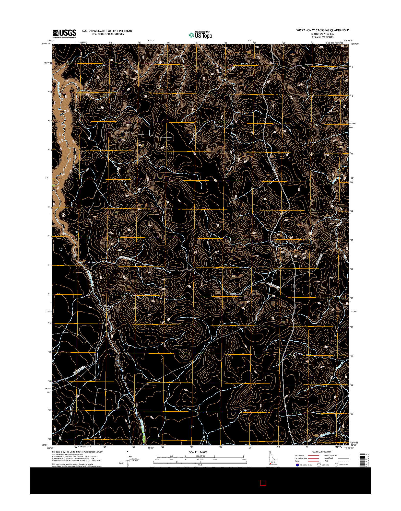 USGS US TOPO 7.5-MINUTE MAP FOR WICKAHONEY CROSSING, ID 2017