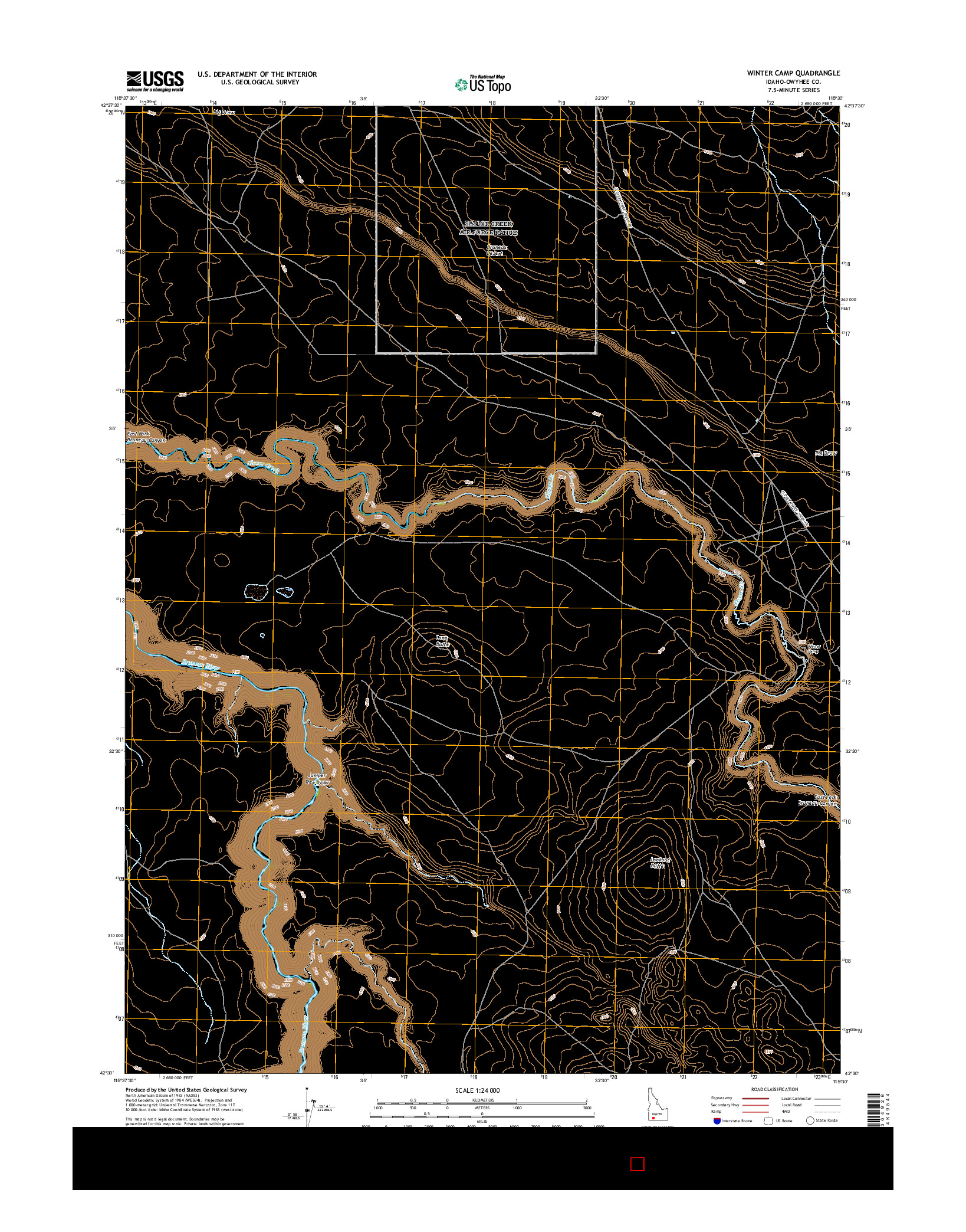 USGS US TOPO 7.5-MINUTE MAP FOR WINTER CAMP, ID 2017