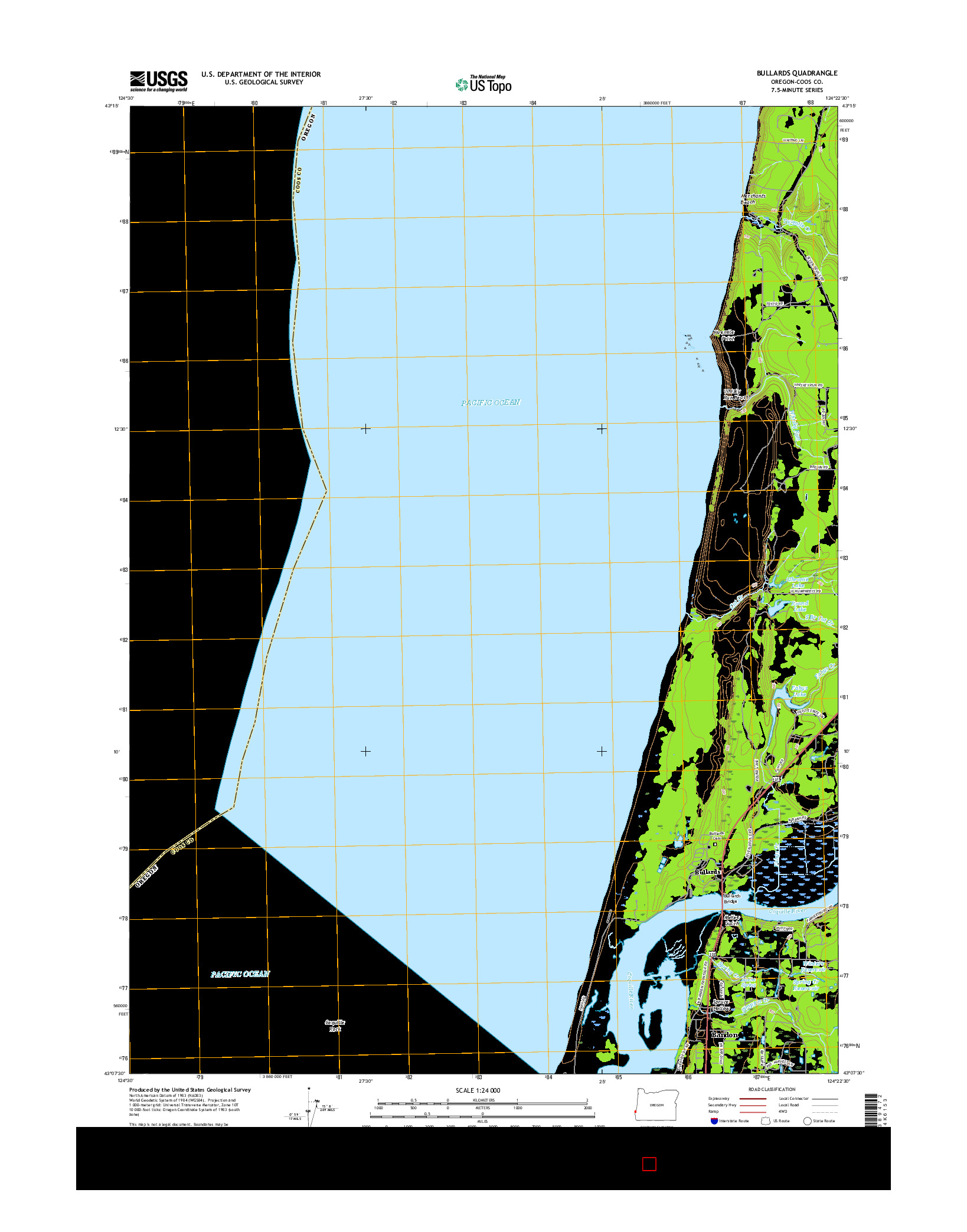 USGS US TOPO 7.5-MINUTE MAP FOR BULLARDS, OR 2017