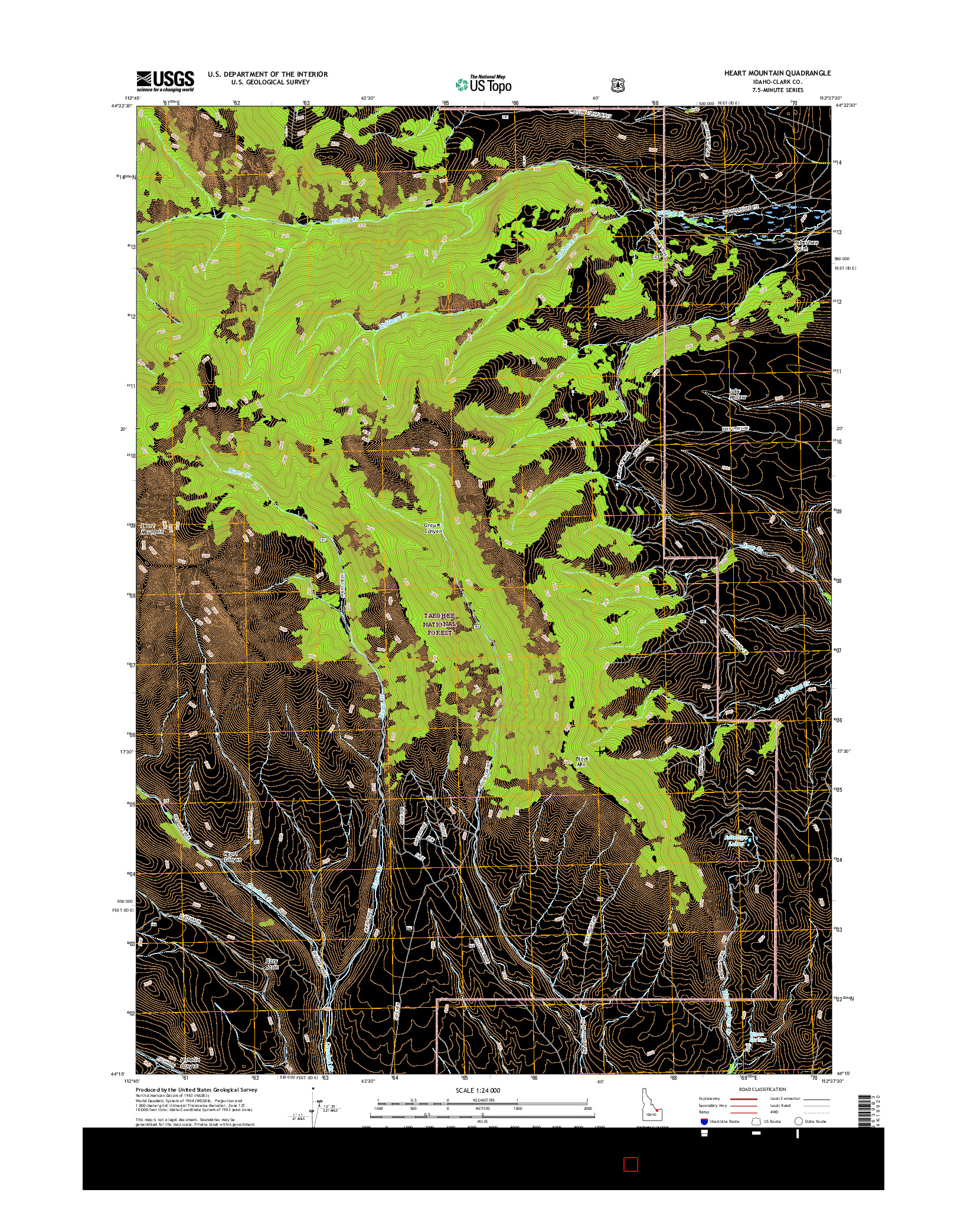 USGS US TOPO 7.5-MINUTE MAP FOR HEART MOUNTAIN, ID 2017