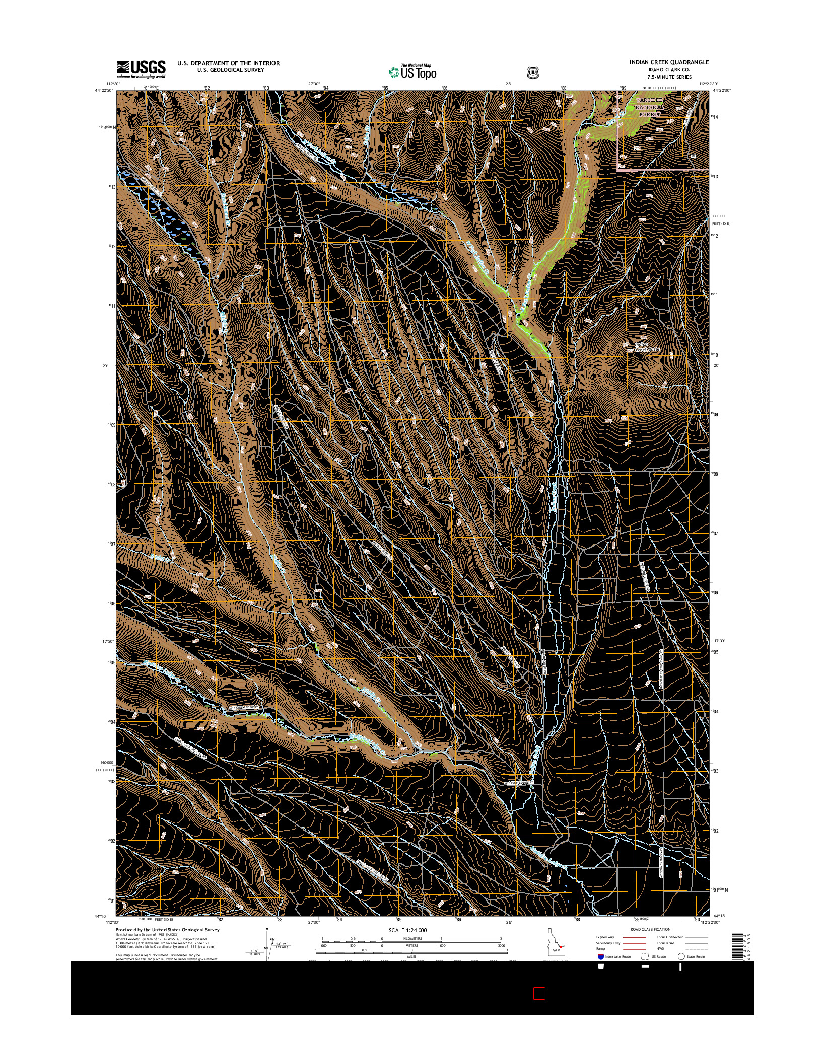 USGS US TOPO 7.5-MINUTE MAP FOR INDIAN CREEK, ID 2017
