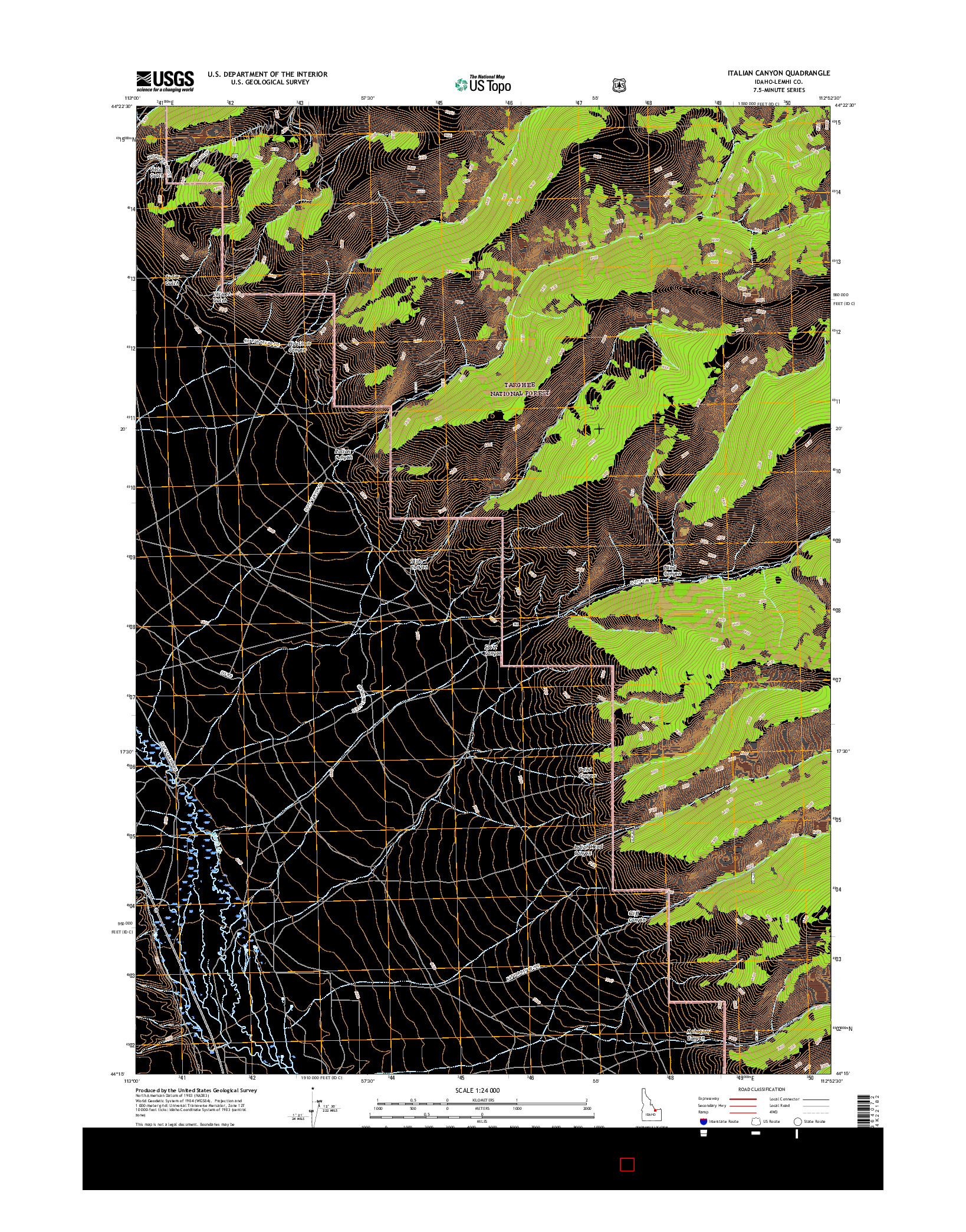 USGS US TOPO 7.5-MINUTE MAP FOR ITALIAN CANYON, ID 2017