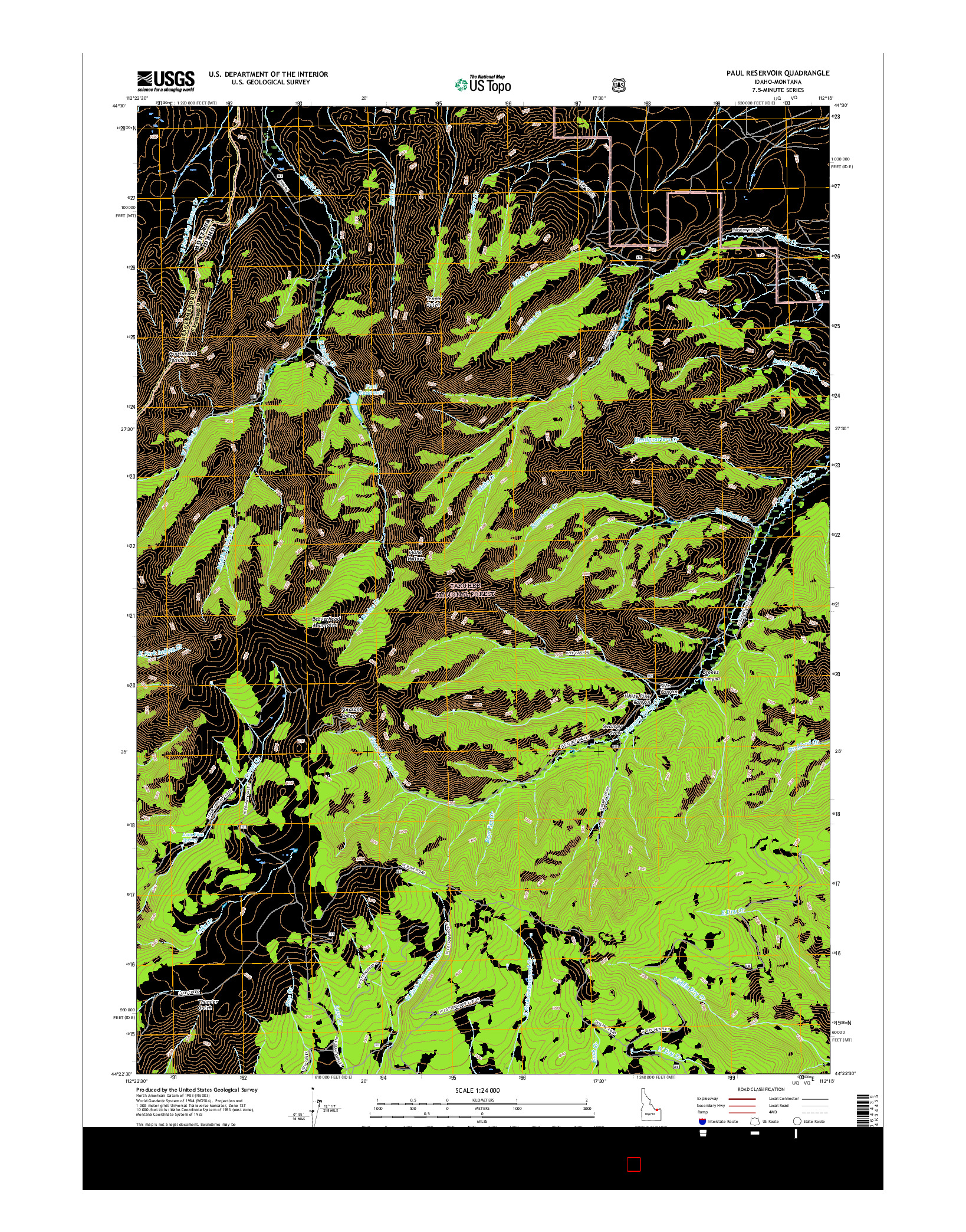 USGS US TOPO 7.5-MINUTE MAP FOR PAUL RESERVOIR, ID-MT 2017