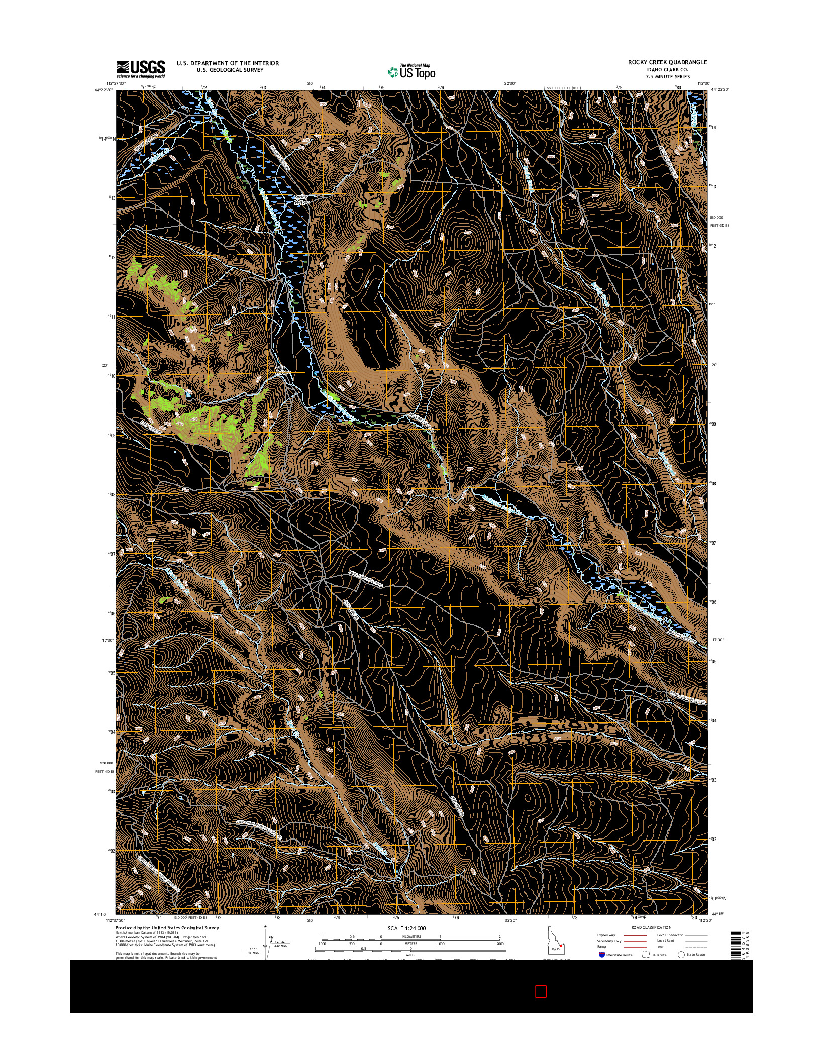 USGS US TOPO 7.5-MINUTE MAP FOR ROCKY CREEK, ID 2017