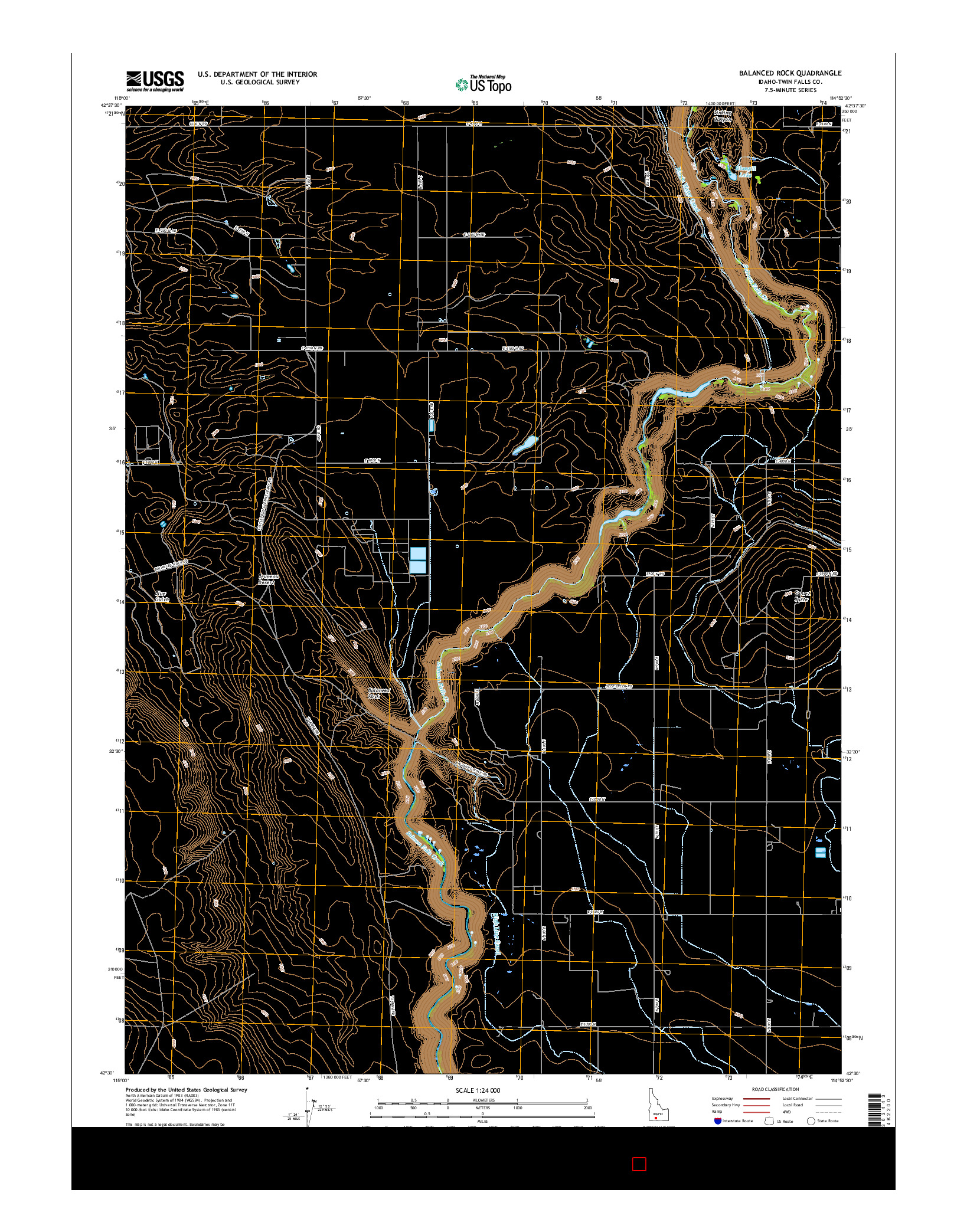 USGS US TOPO 7.5-MINUTE MAP FOR BALANCED ROCK, ID 2017