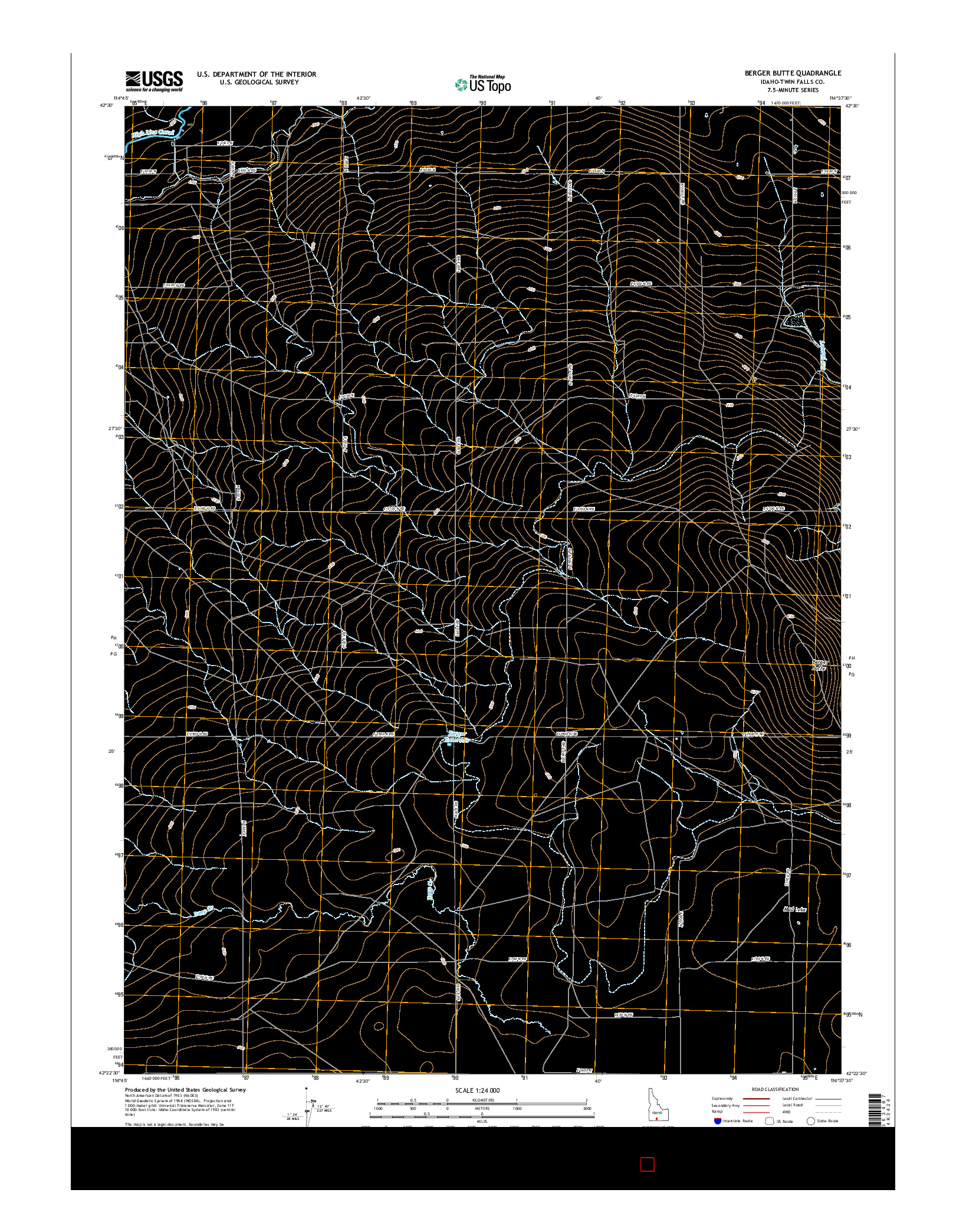 USGS US TOPO 7.5-MINUTE MAP FOR BERGER BUTTE, ID 2017