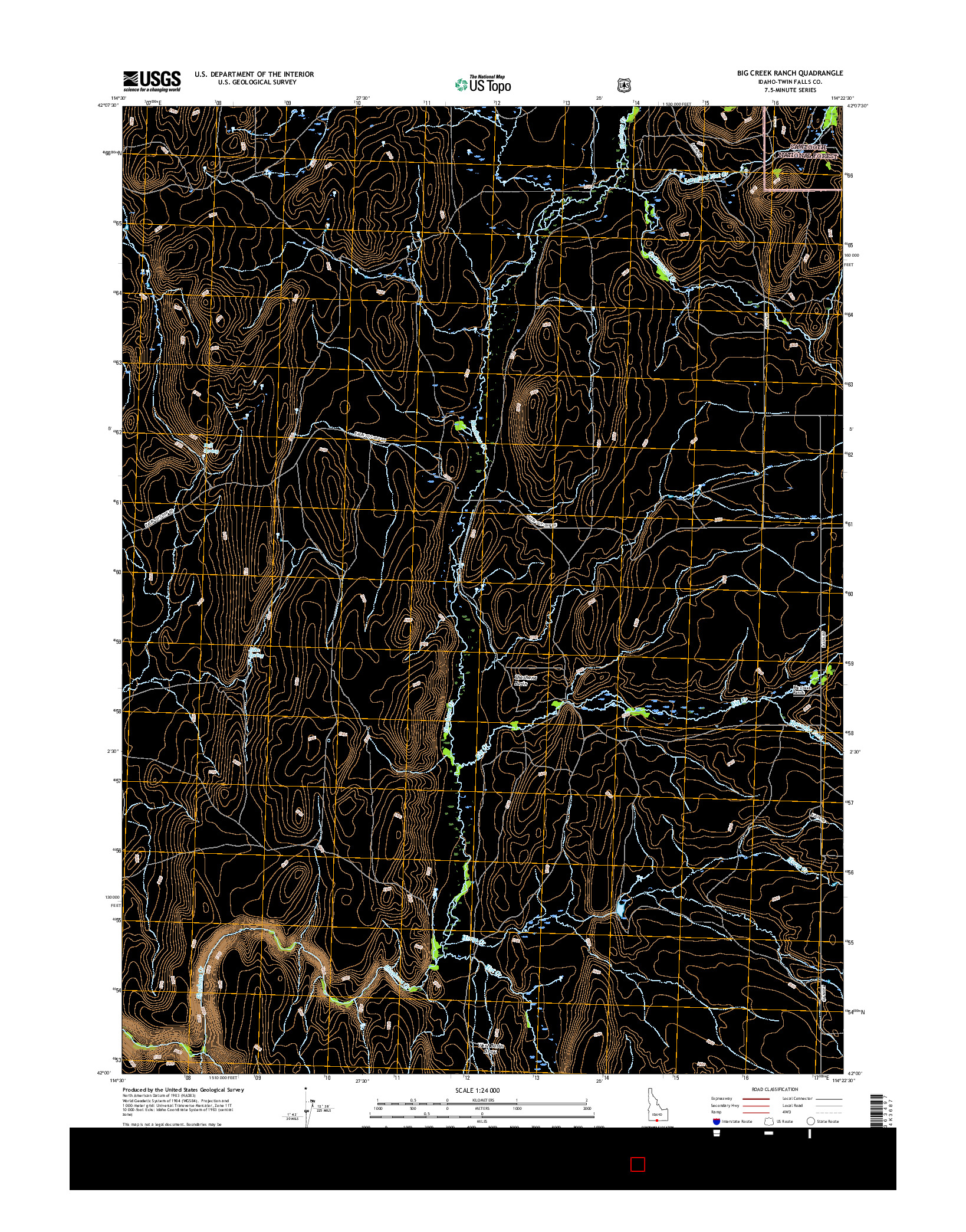 USGS US TOPO 7.5-MINUTE MAP FOR BIG CREEK RANCH, ID 2017