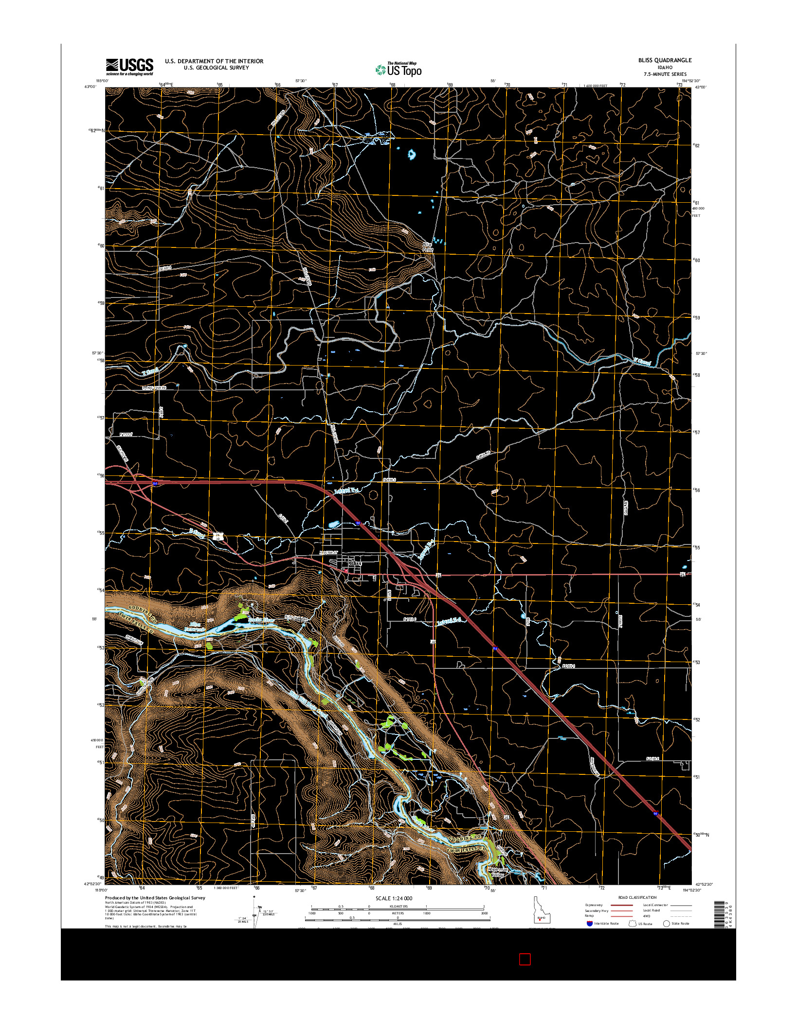USGS US TOPO 7.5-MINUTE MAP FOR BLISS, ID 2017