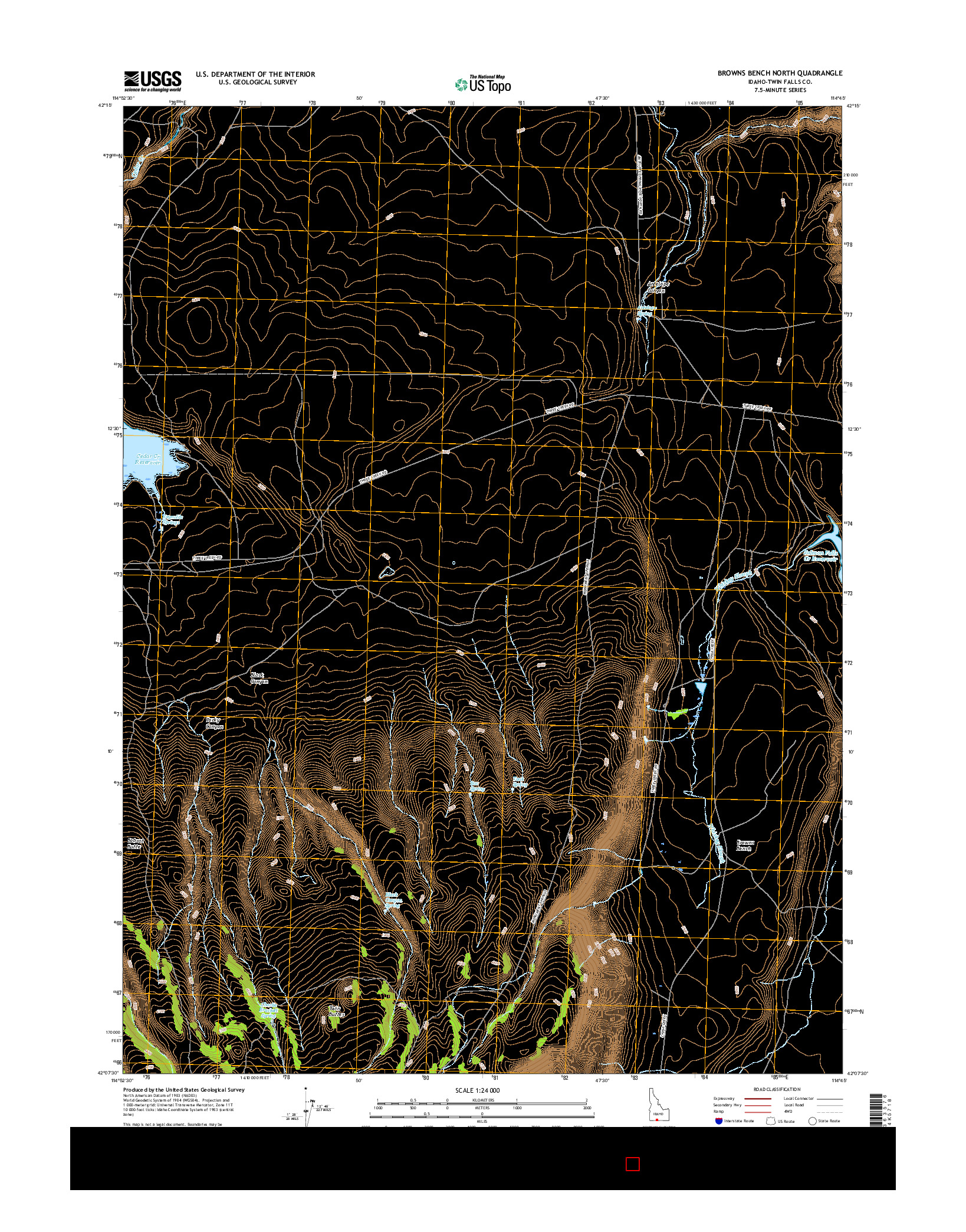 USGS US TOPO 7.5-MINUTE MAP FOR BROWNS BENCH NORTH, ID 2017