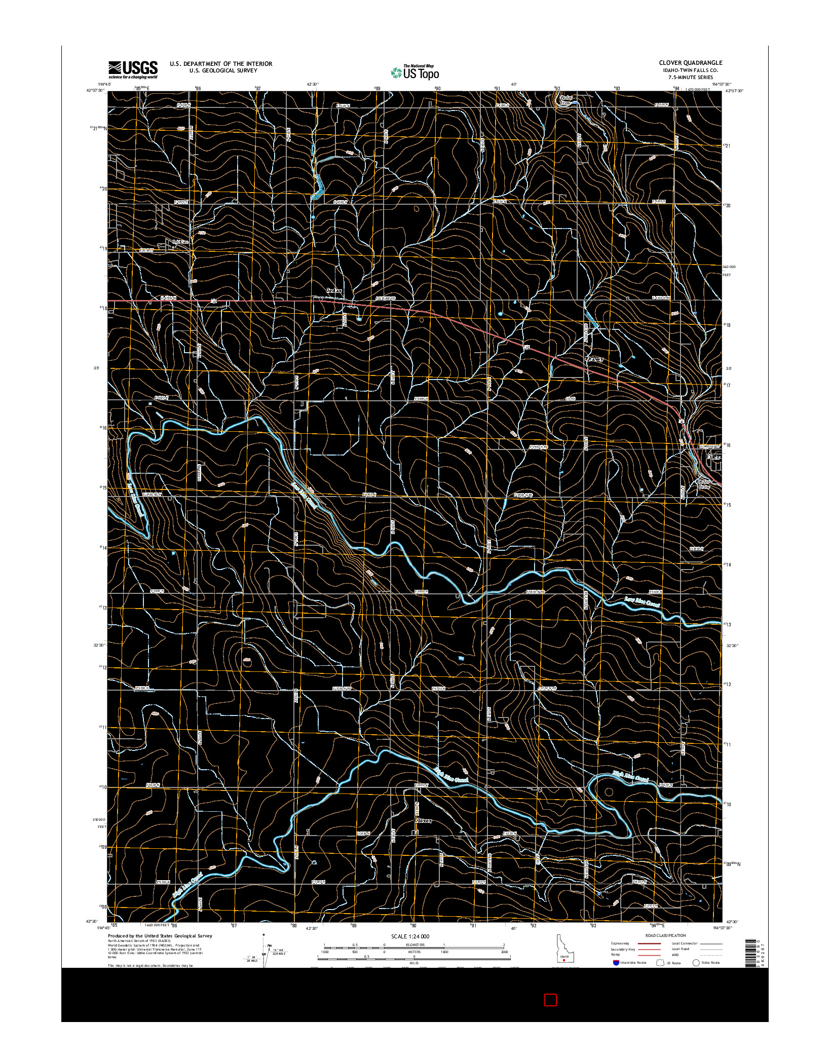 USGS US TOPO 7.5-MINUTE MAP FOR CLOVER, ID 2017