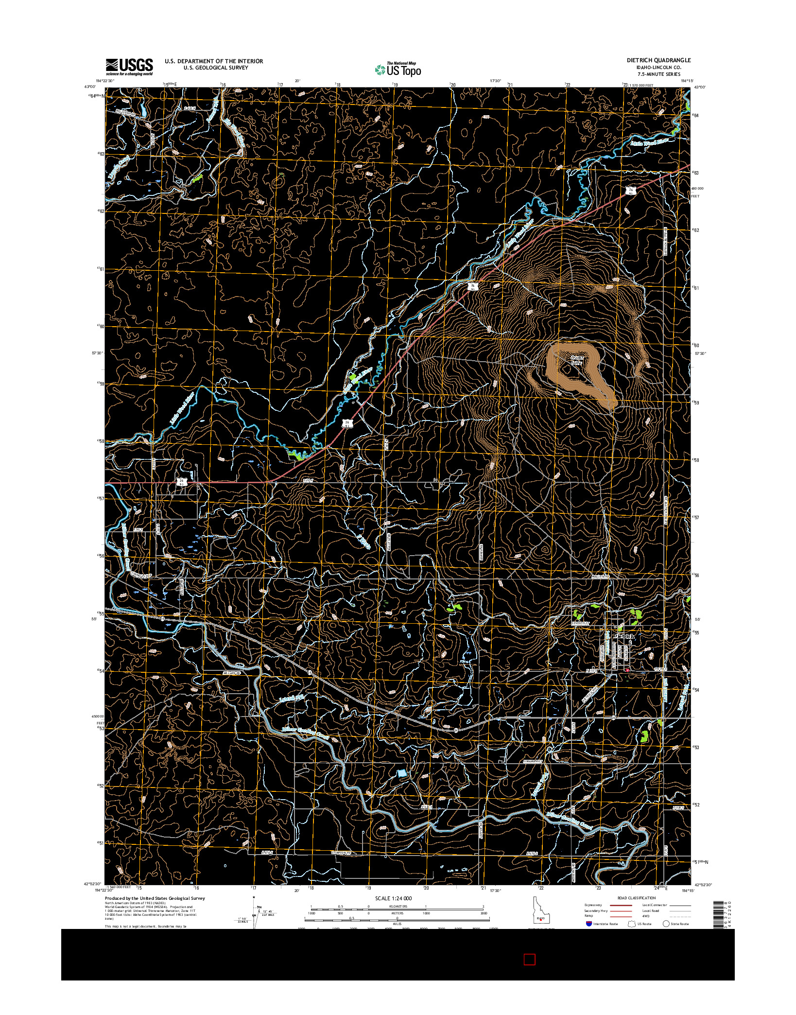 USGS US TOPO 7.5-MINUTE MAP FOR DIETRICH, ID 2017