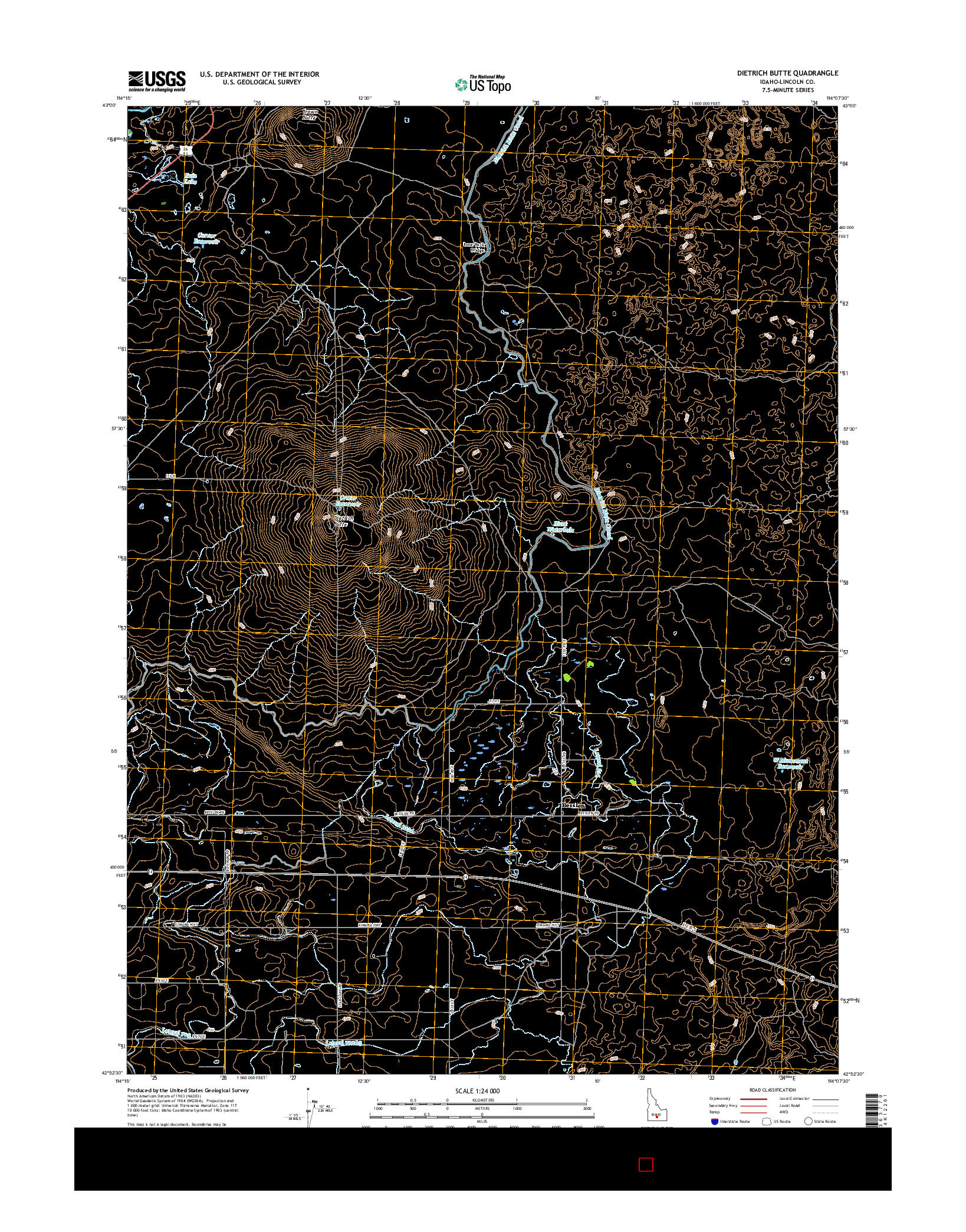 USGS US TOPO 7.5-MINUTE MAP FOR DIETRICH BUTTE, ID 2017