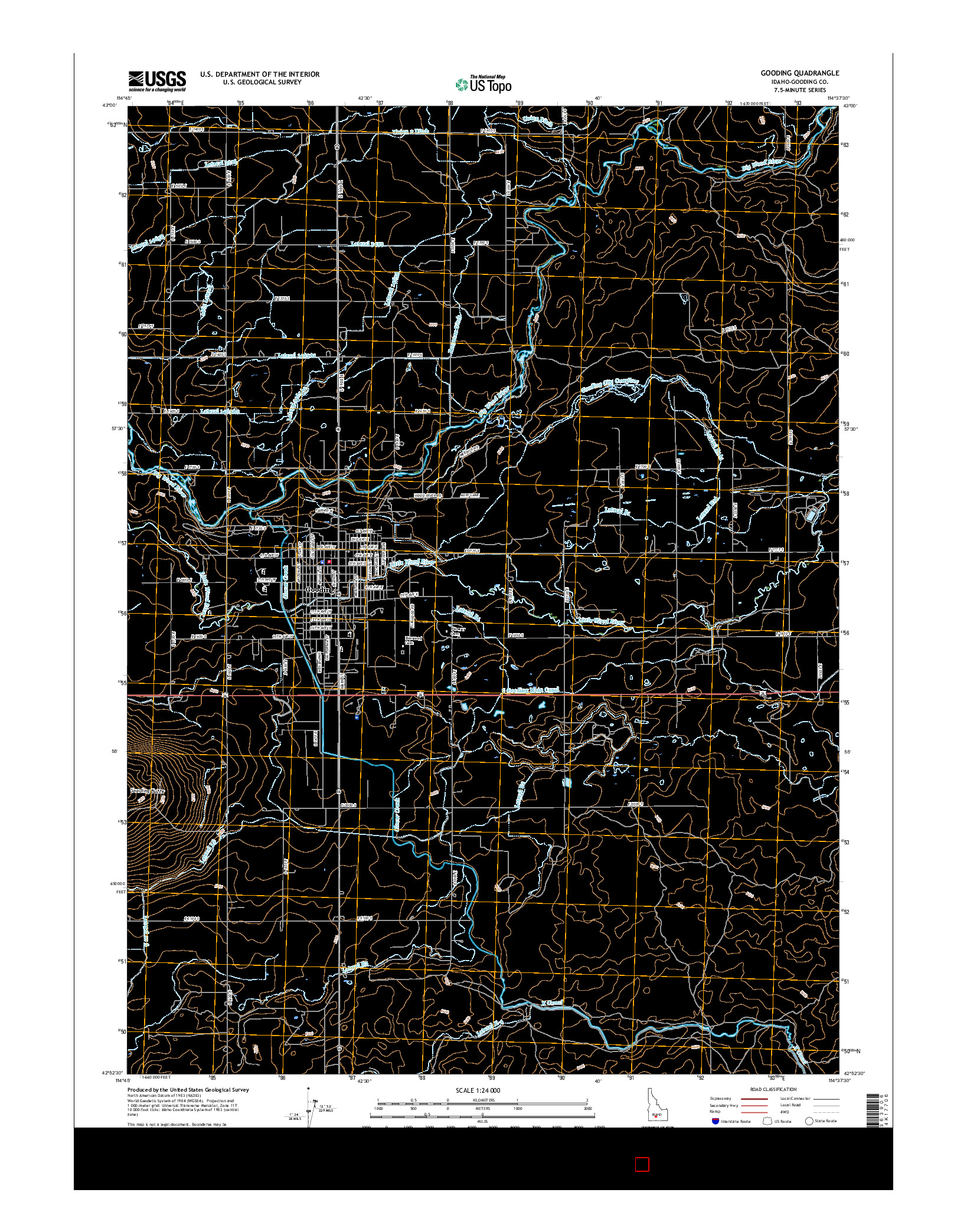 USGS US TOPO 7.5-MINUTE MAP FOR GOODING, ID 2017