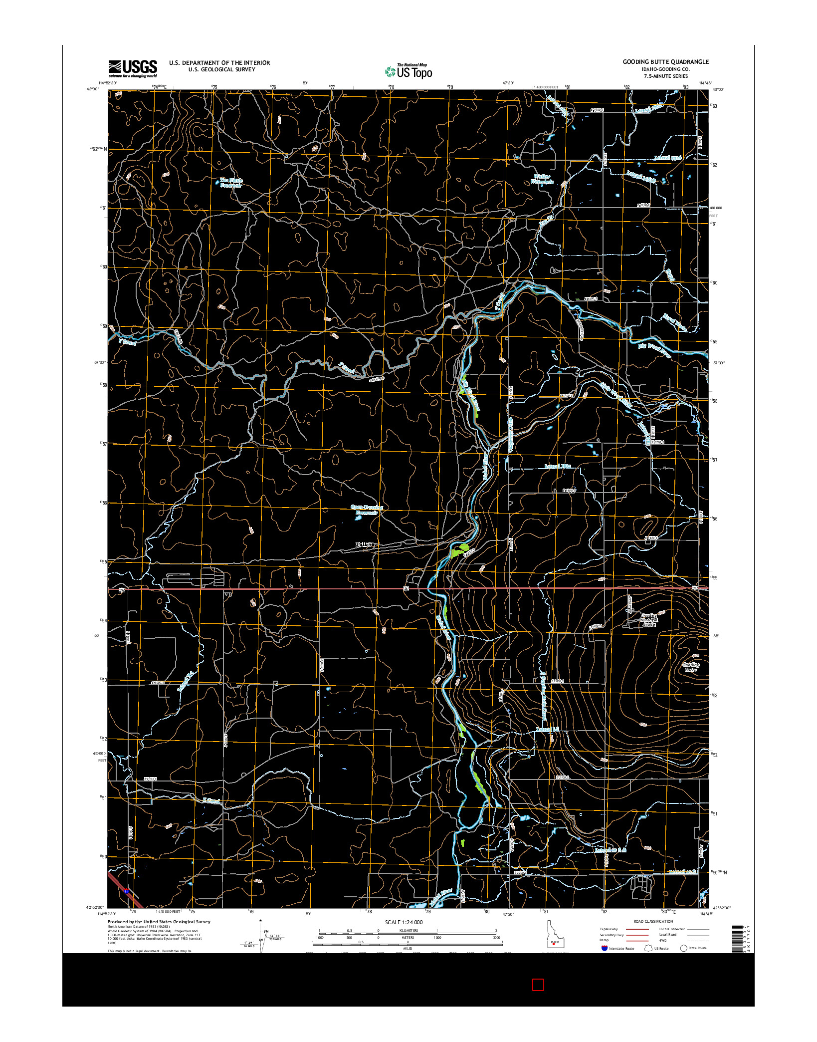 USGS US TOPO 7.5-MINUTE MAP FOR GOODING BUTTE, ID 2017