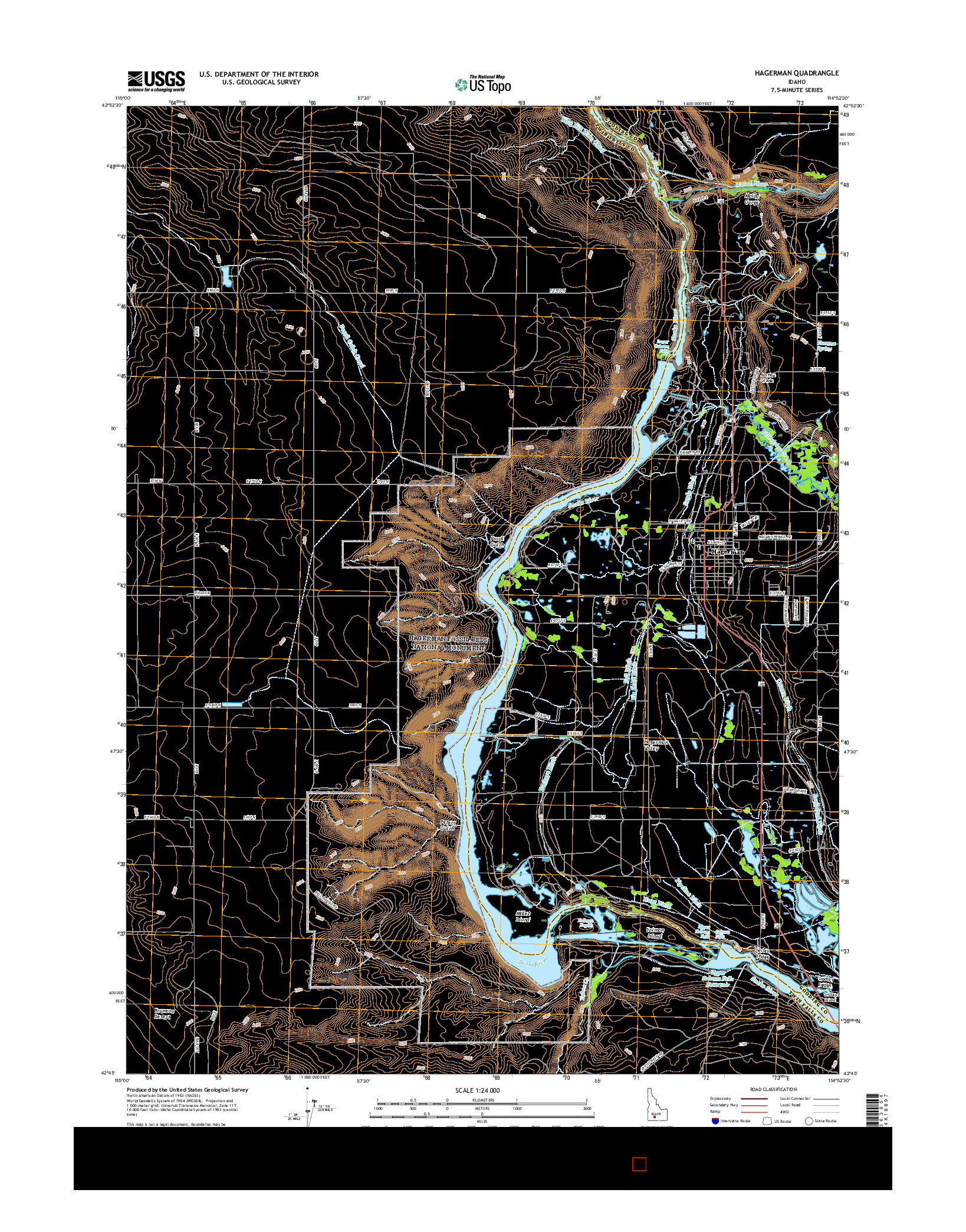 USGS US TOPO 7.5-MINUTE MAP FOR HAGERMAN, ID 2017