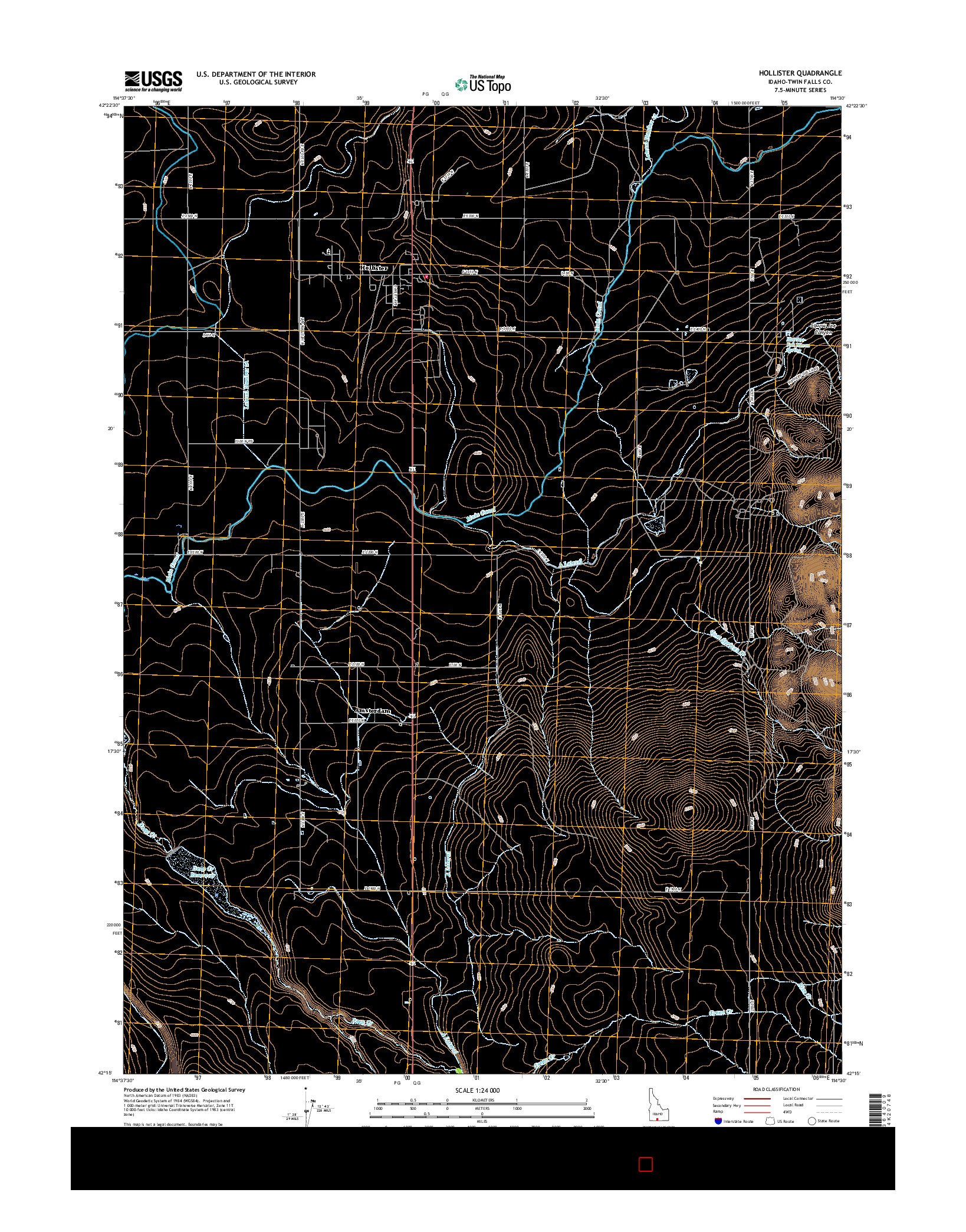 USGS US TOPO 7.5-MINUTE MAP FOR HOLLISTER, ID 2017