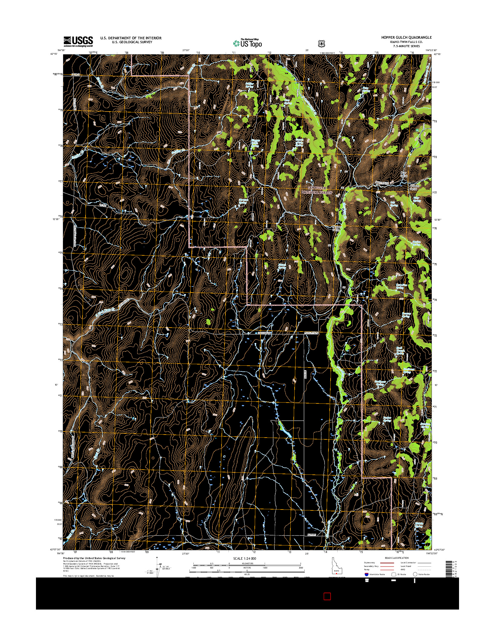 USGS US TOPO 7.5-MINUTE MAP FOR HOPPER GULCH, ID 2017