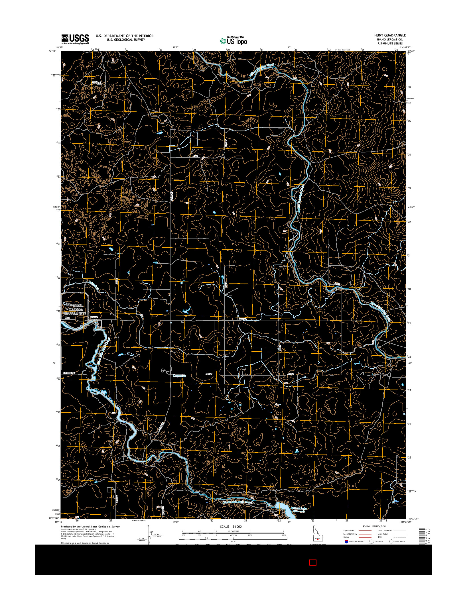 USGS US TOPO 7.5-MINUTE MAP FOR HUNT, ID 2017