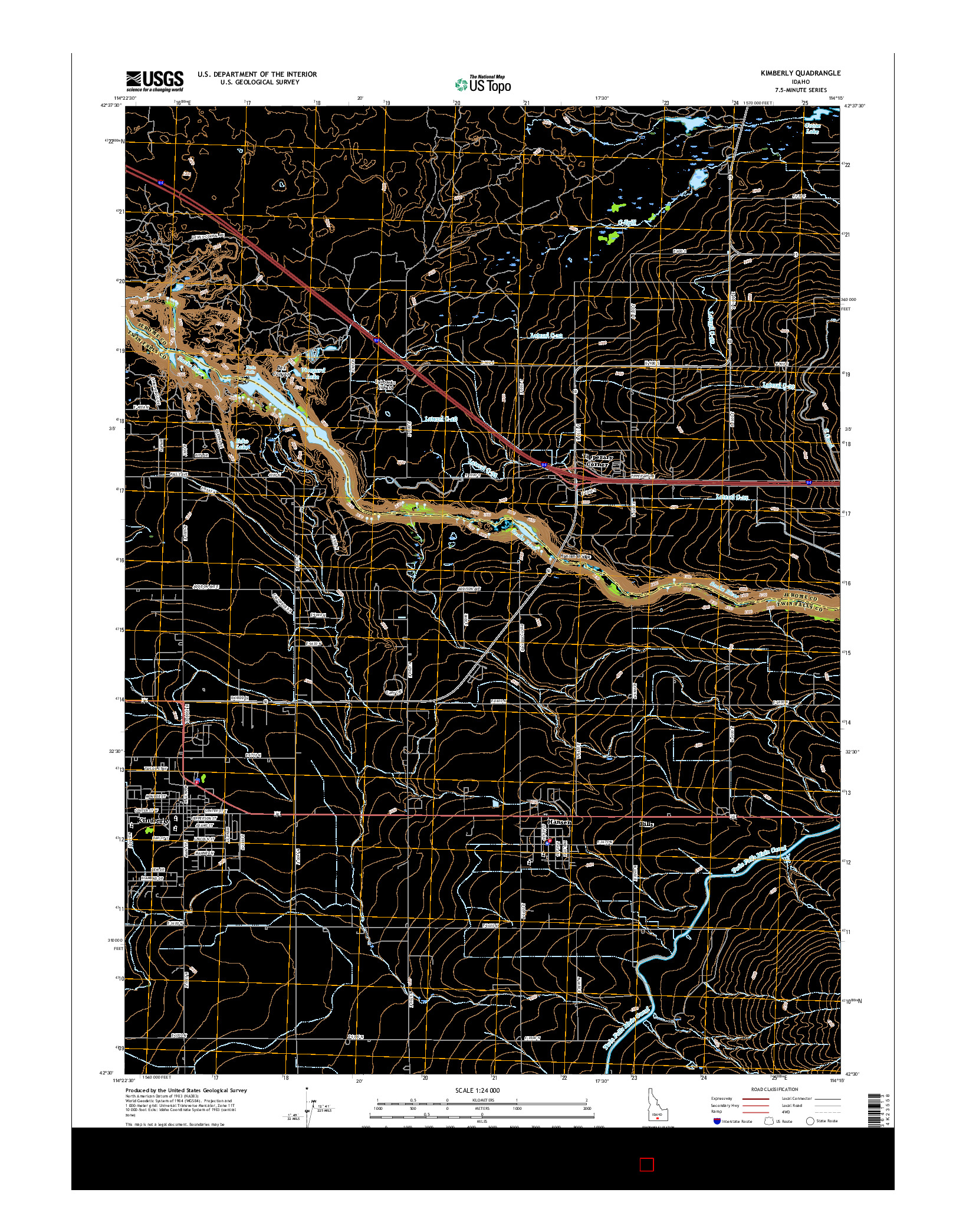 USGS US TOPO 7.5-MINUTE MAP FOR KIMBERLY, ID 2017