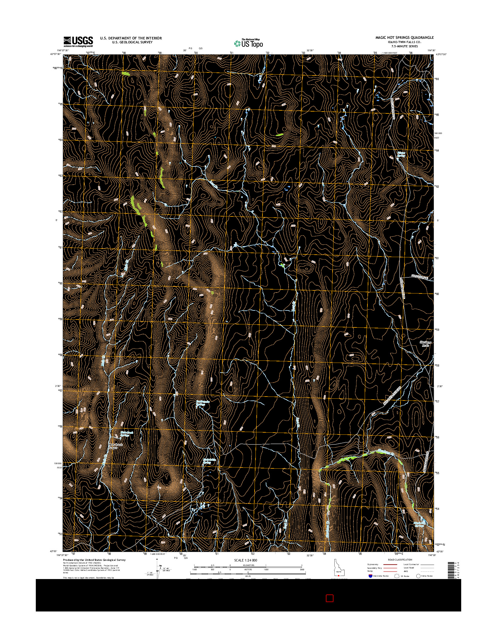 USGS US TOPO 7.5-MINUTE MAP FOR MAGIC HOT SPRINGS, ID 2017