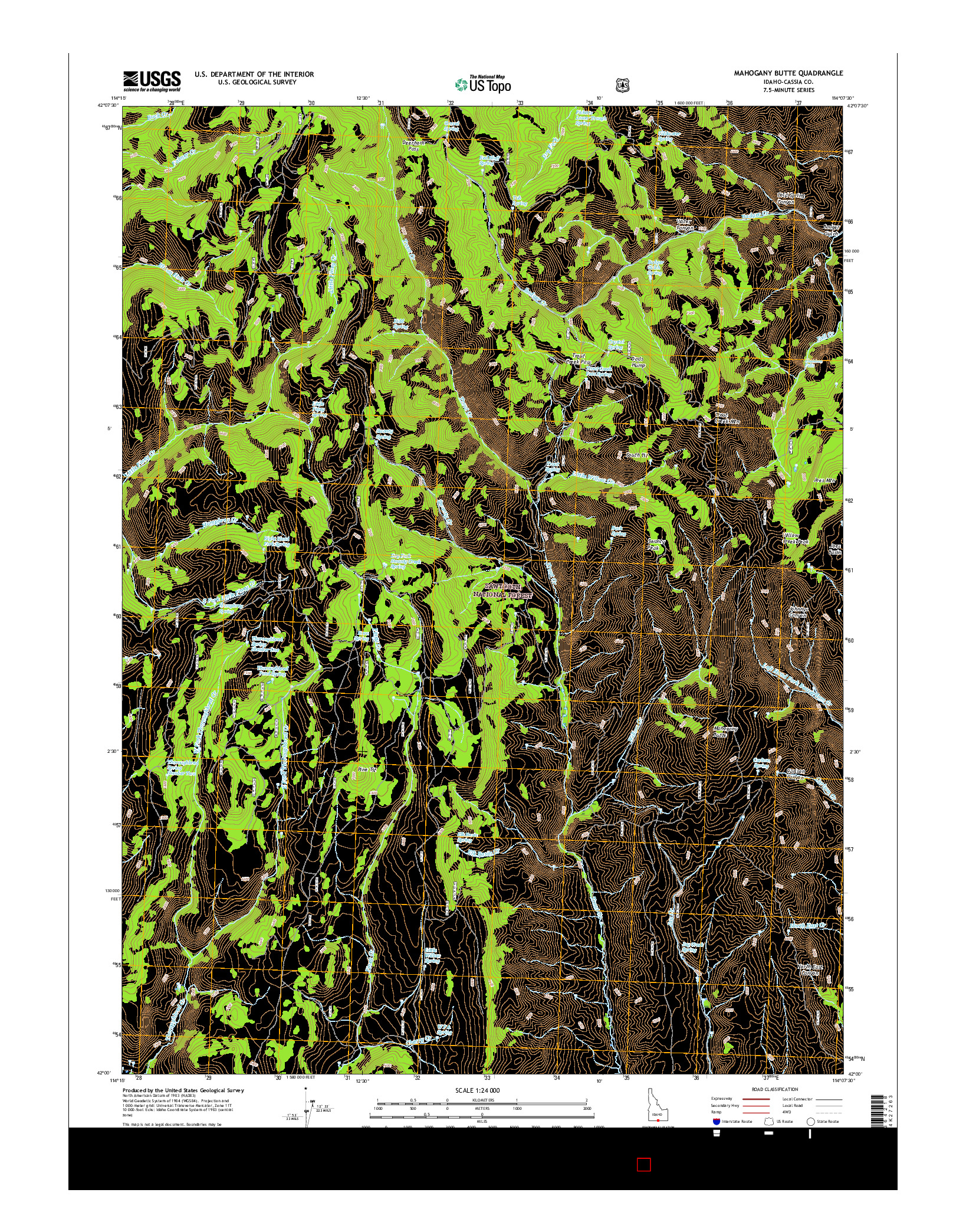 USGS US TOPO 7.5-MINUTE MAP FOR MAHOGANY BUTTE, ID 2017