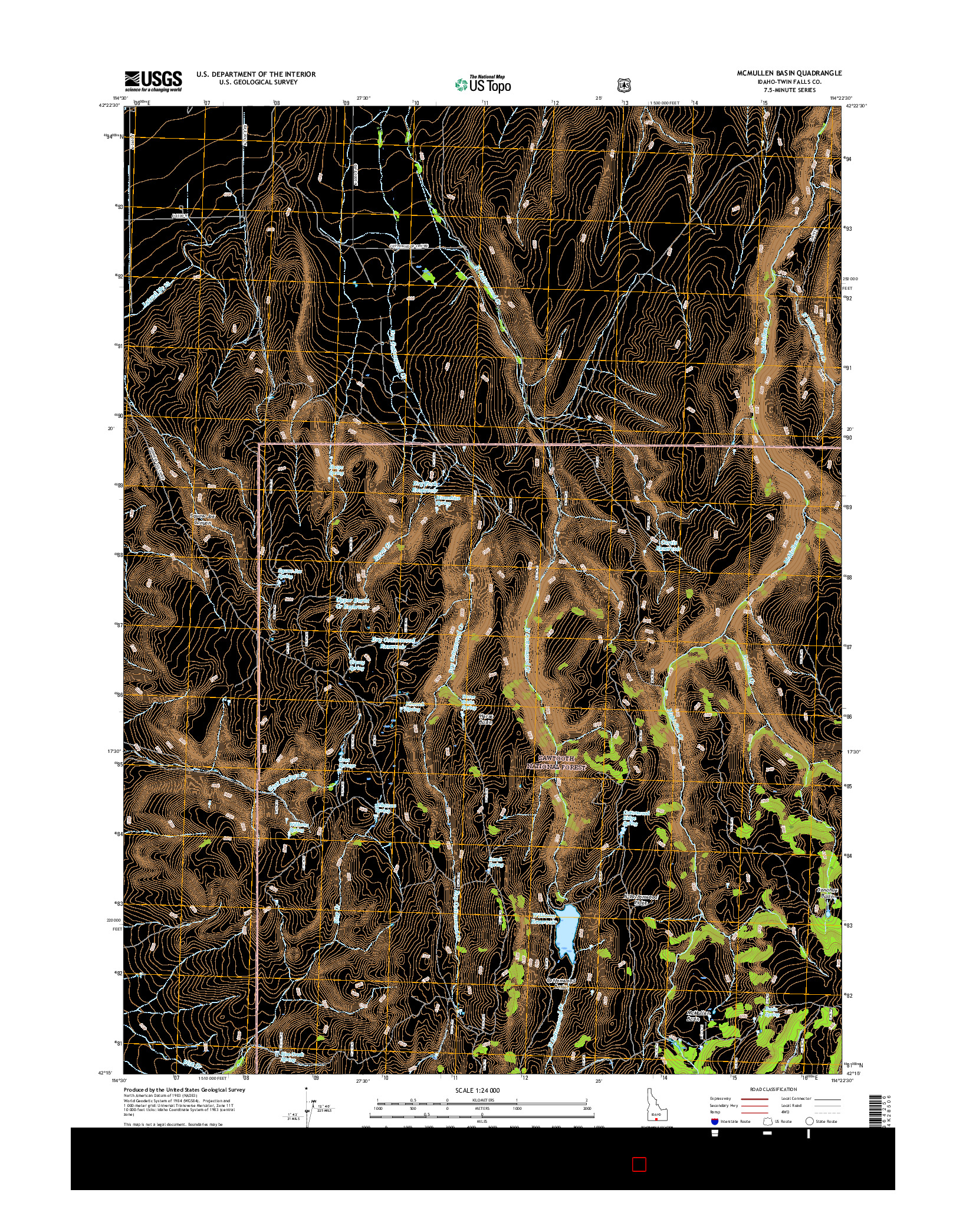 USGS US TOPO 7.5-MINUTE MAP FOR MCMULLEN BASIN, ID 2017