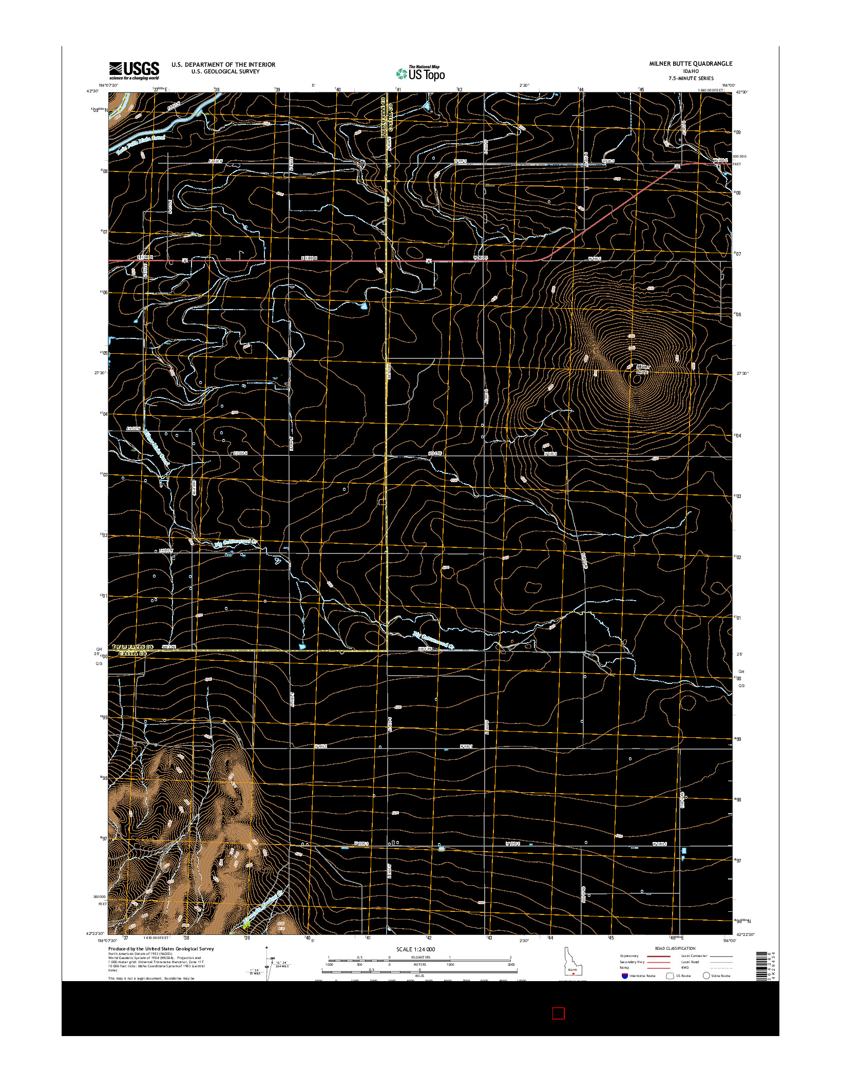 USGS US TOPO 7.5-MINUTE MAP FOR MILNER BUTTE, ID 2017