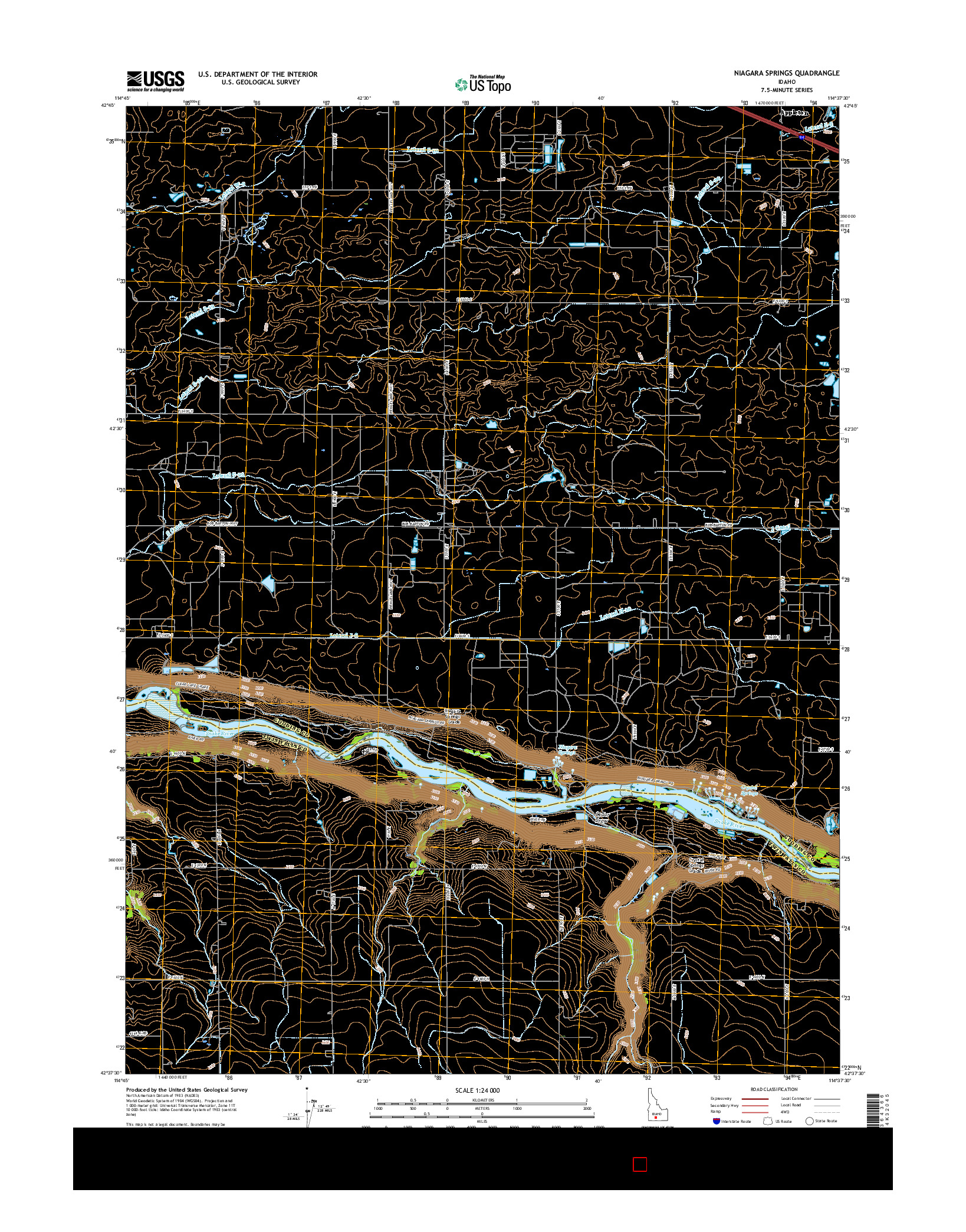 USGS US TOPO 7.5-MINUTE MAP FOR NIAGARA SPRINGS, ID 2017