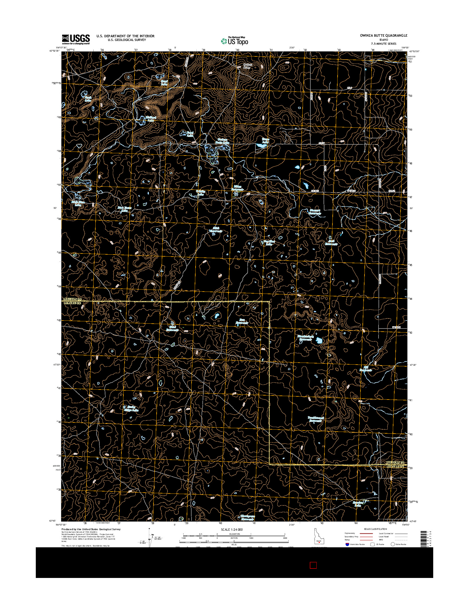 USGS US TOPO 7.5-MINUTE MAP FOR OWINZA BUTTE, ID 2017