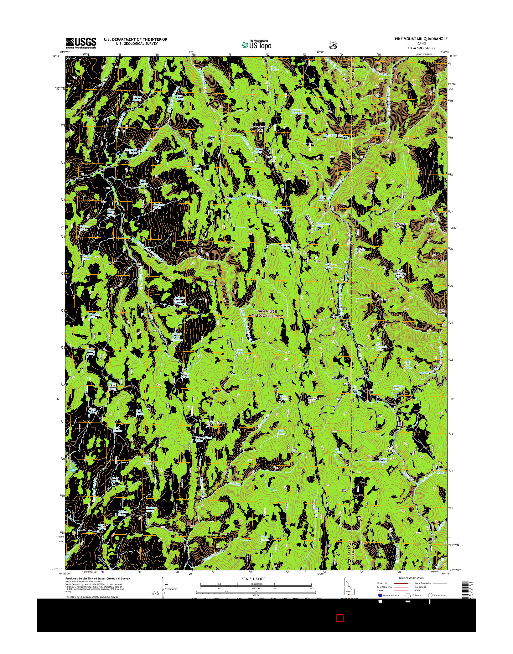 USGS US TOPO 7.5-MINUTE MAP FOR PIKE MOUNTAIN, ID 2017