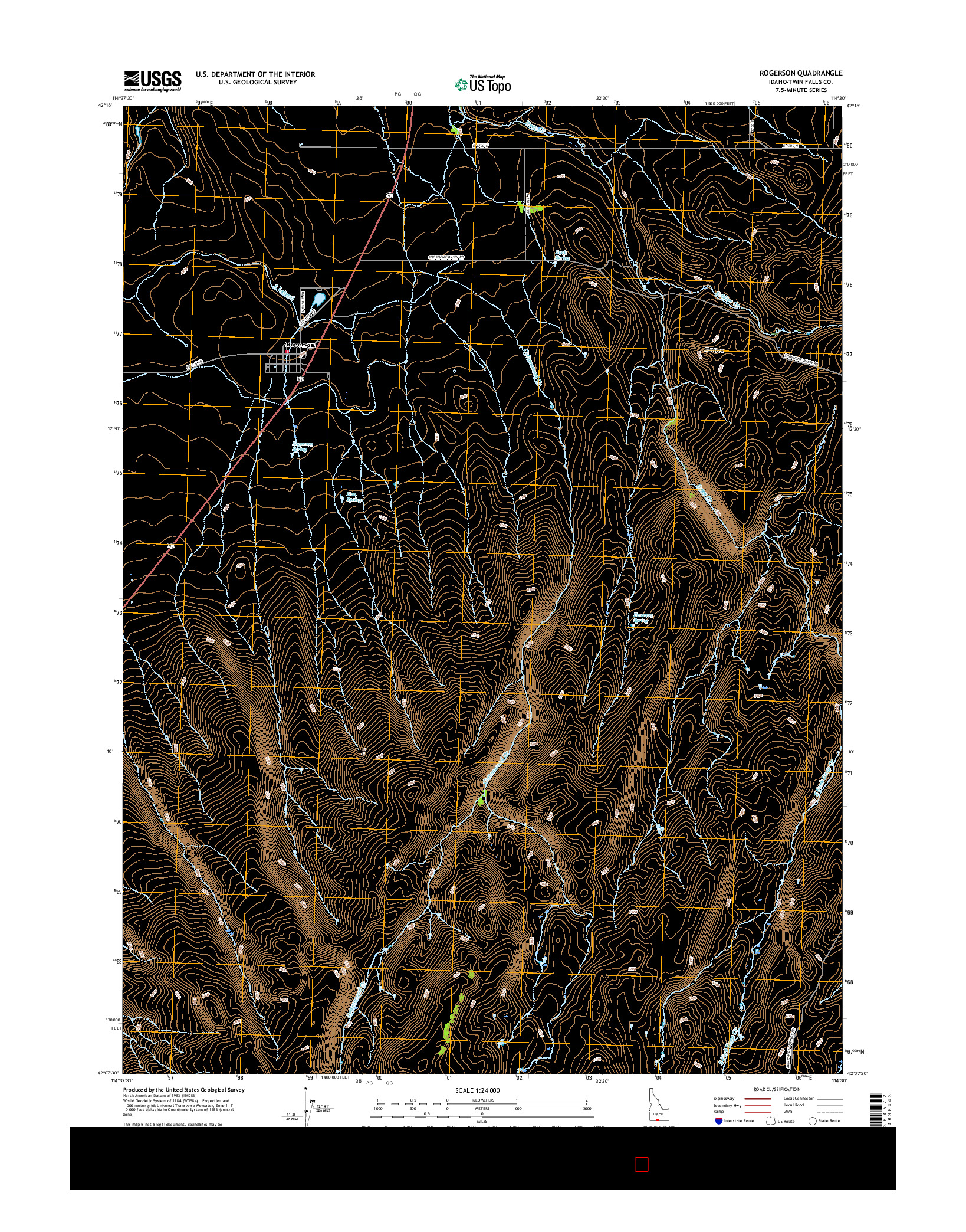 USGS US TOPO 7.5-MINUTE MAP FOR ROGERSON, ID 2017