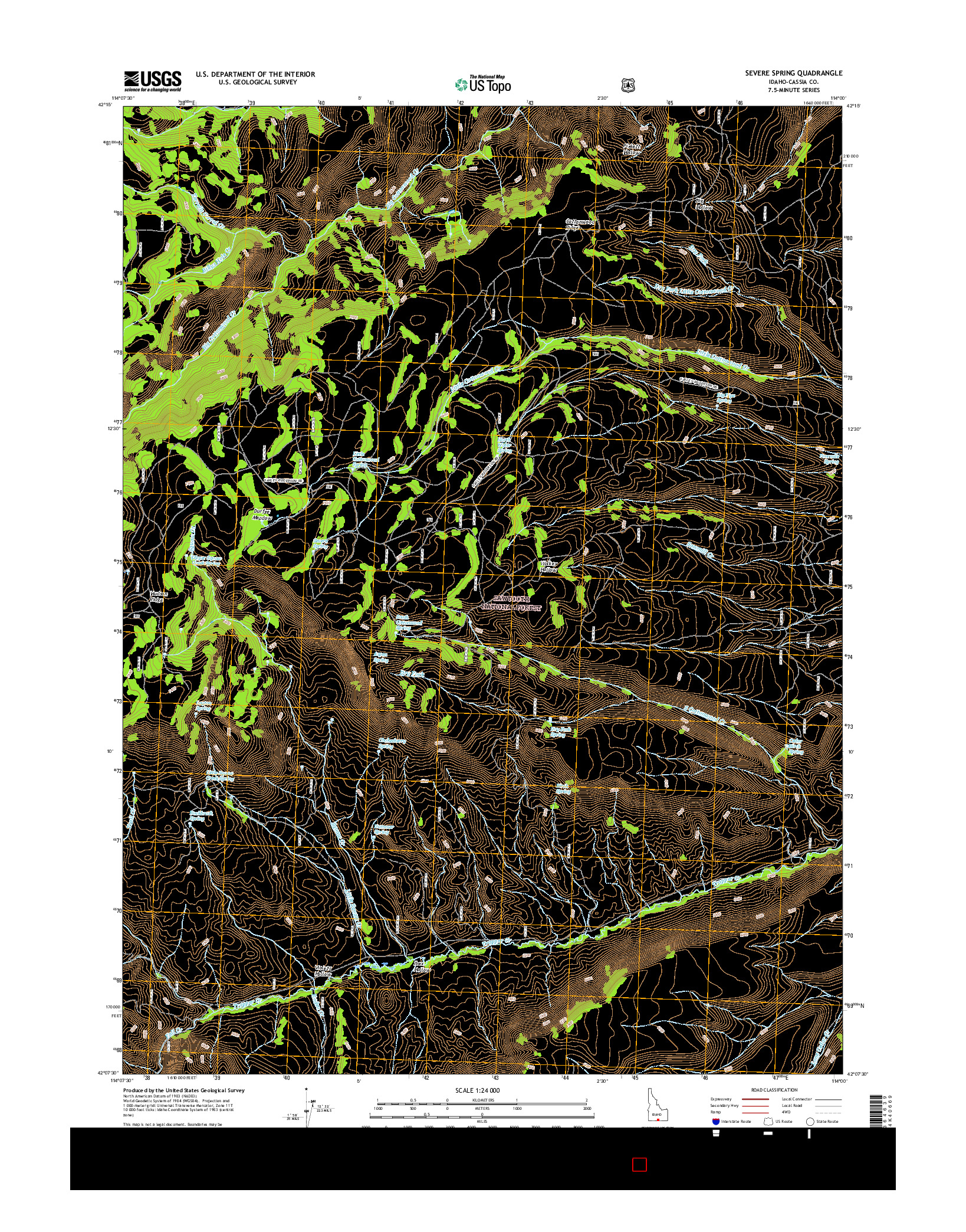 USGS US TOPO 7.5-MINUTE MAP FOR SEVERE SPRING, ID 2017