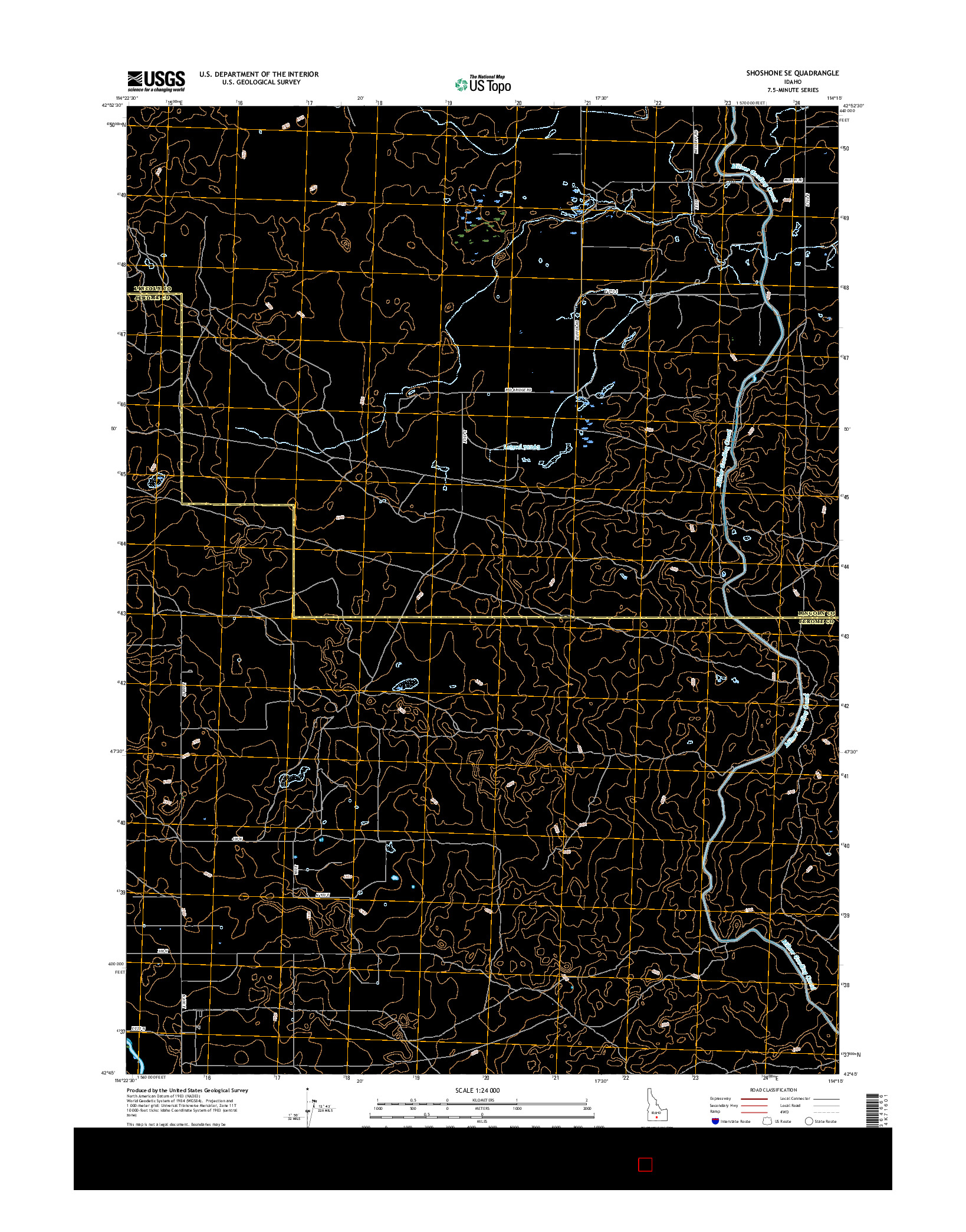 USGS US TOPO 7.5-MINUTE MAP FOR SHOSHONE SE, ID 2017