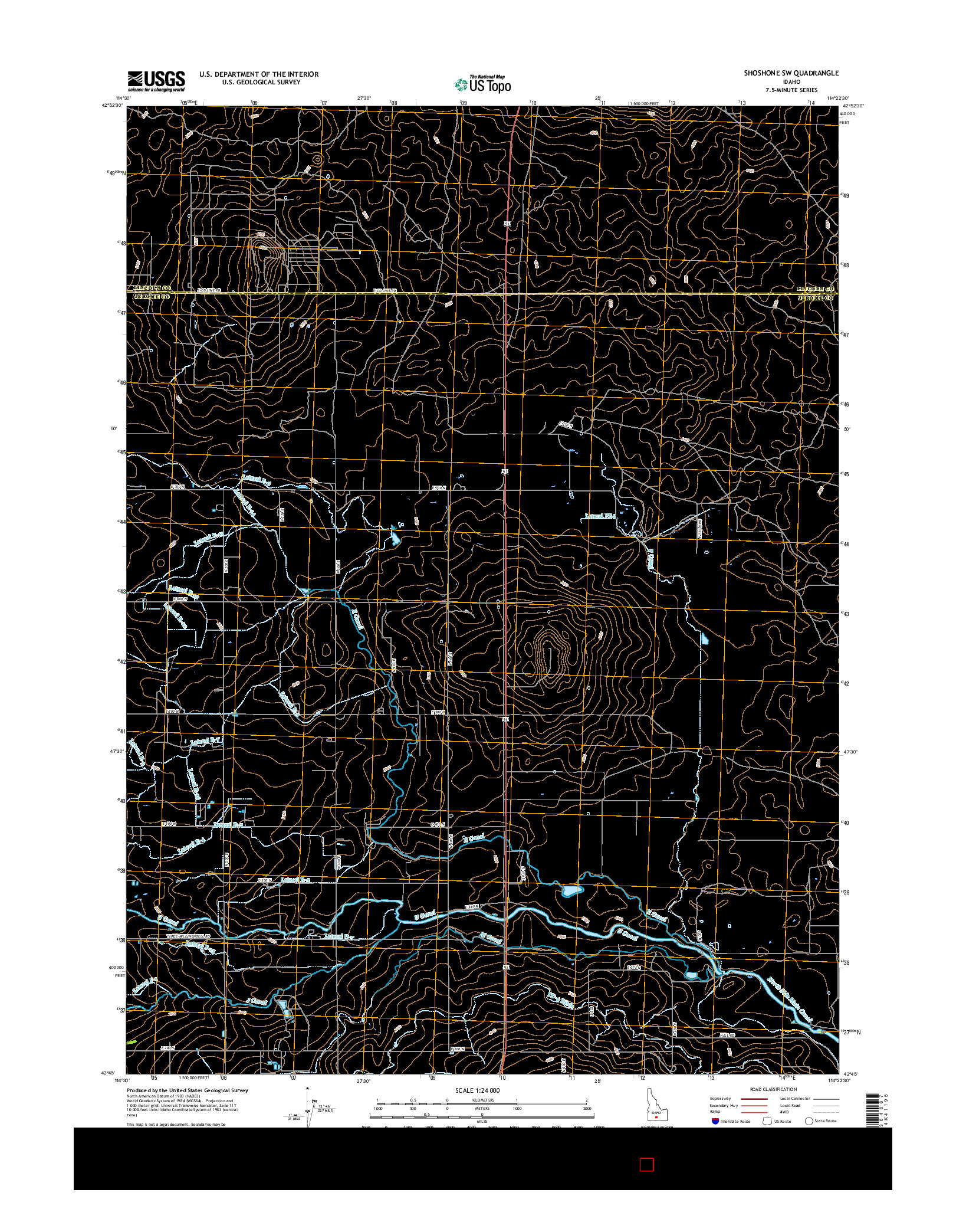 USGS US TOPO 7.5-MINUTE MAP FOR SHOSHONE SW, ID 2017