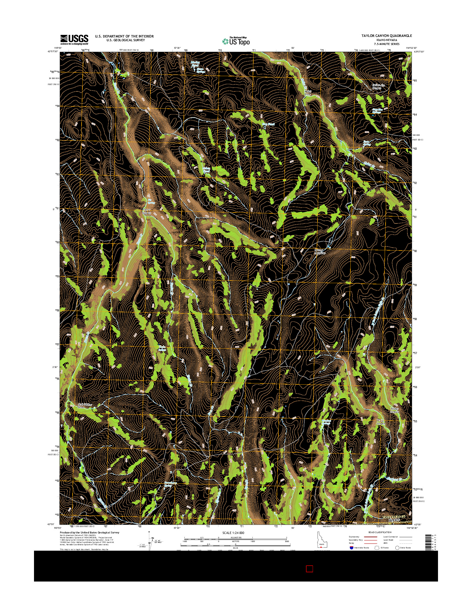 USGS US TOPO 7.5-MINUTE MAP FOR TAYLOR CANYON, ID-NV 2017